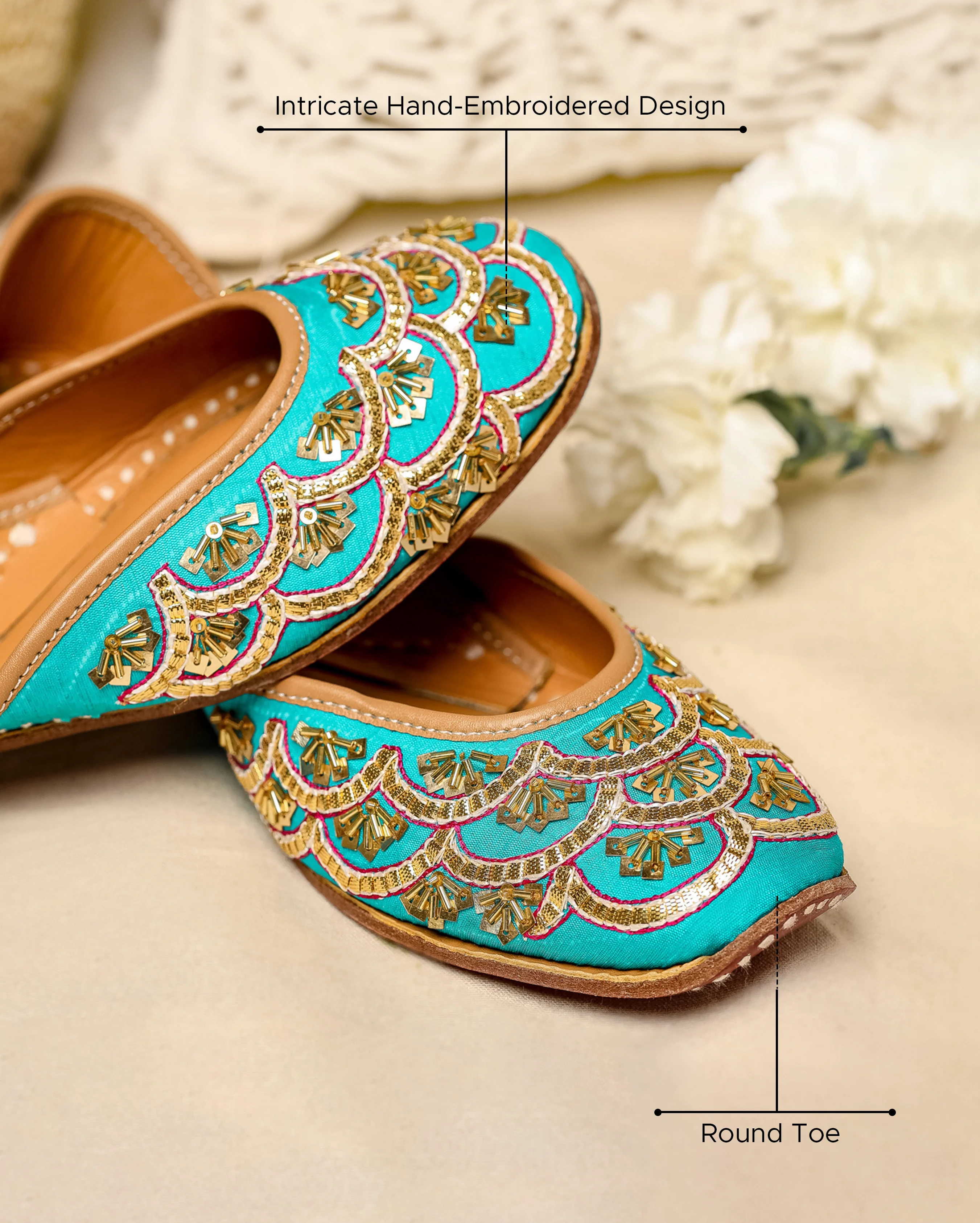 Cadet Blue Handcrafted Jutti - Image 4