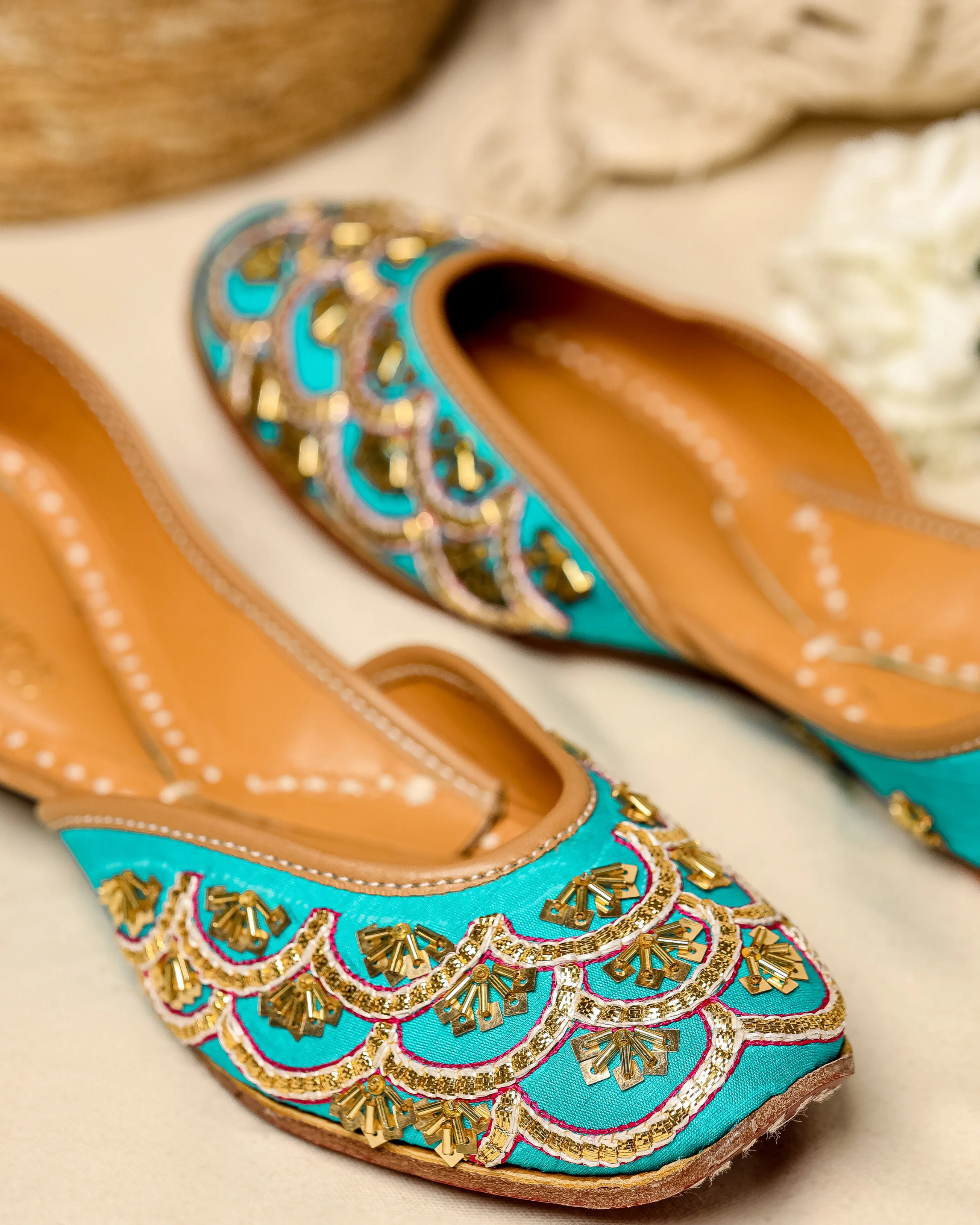 Cadet Blue Handcrafted Jutti - Image 6