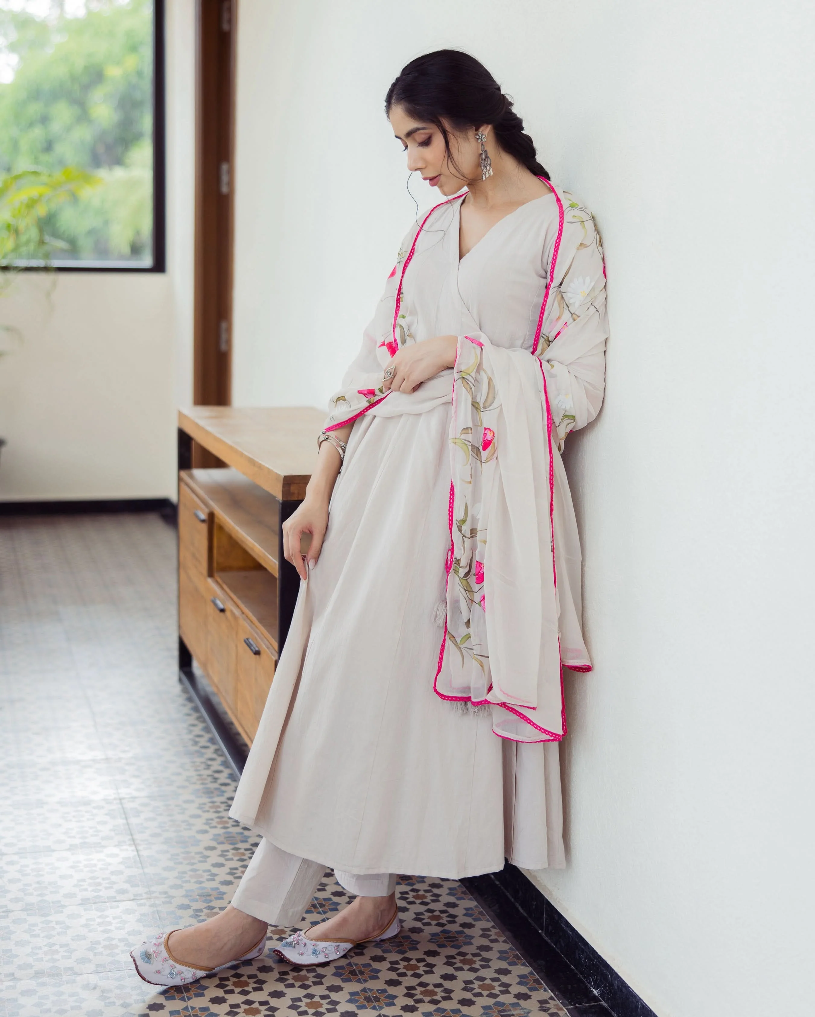 Canvas Grey Handpainted Cotton Suit Set - Image 5
