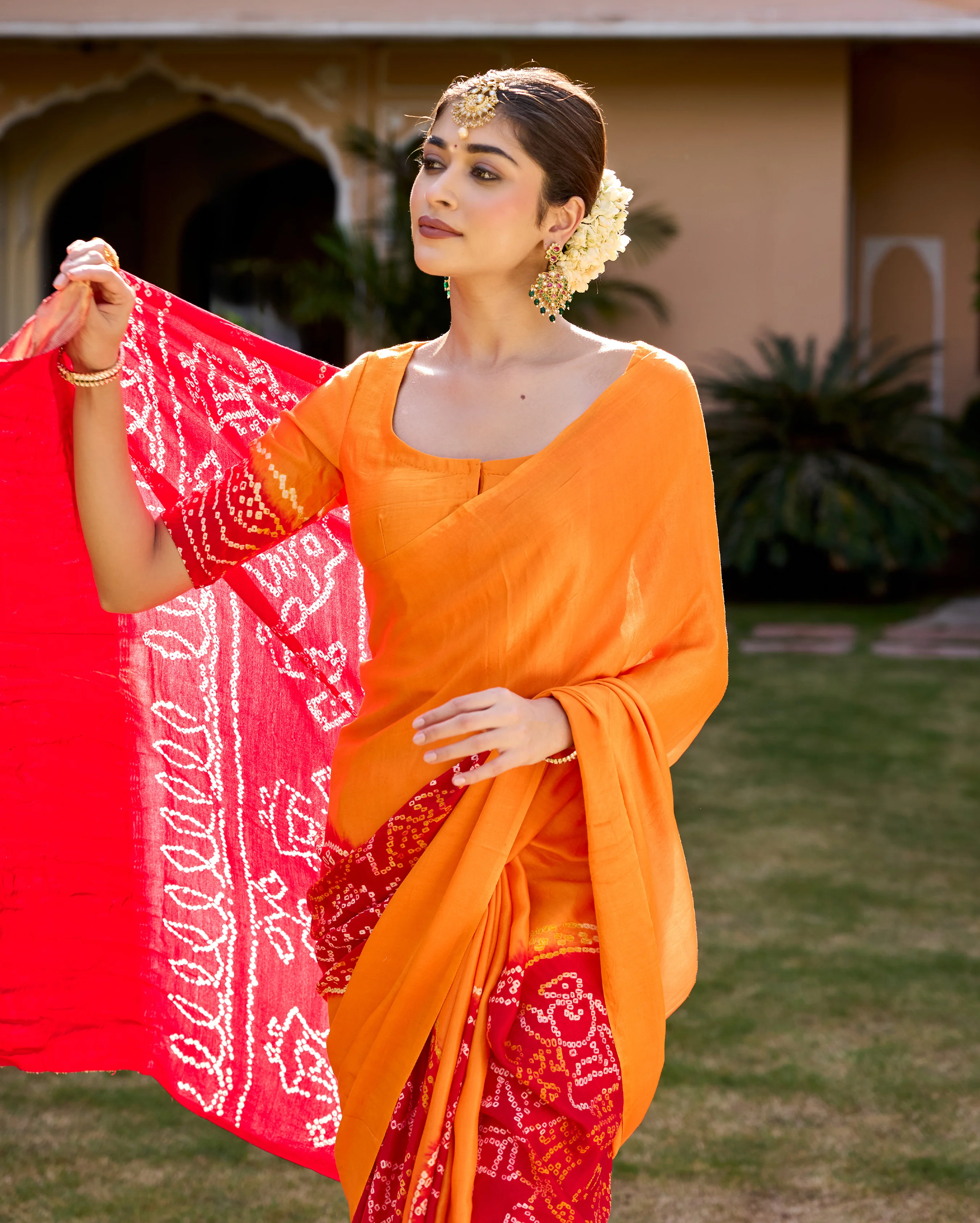 Chandan Yellow Gajji Silk Bandhej Saree - Image 5