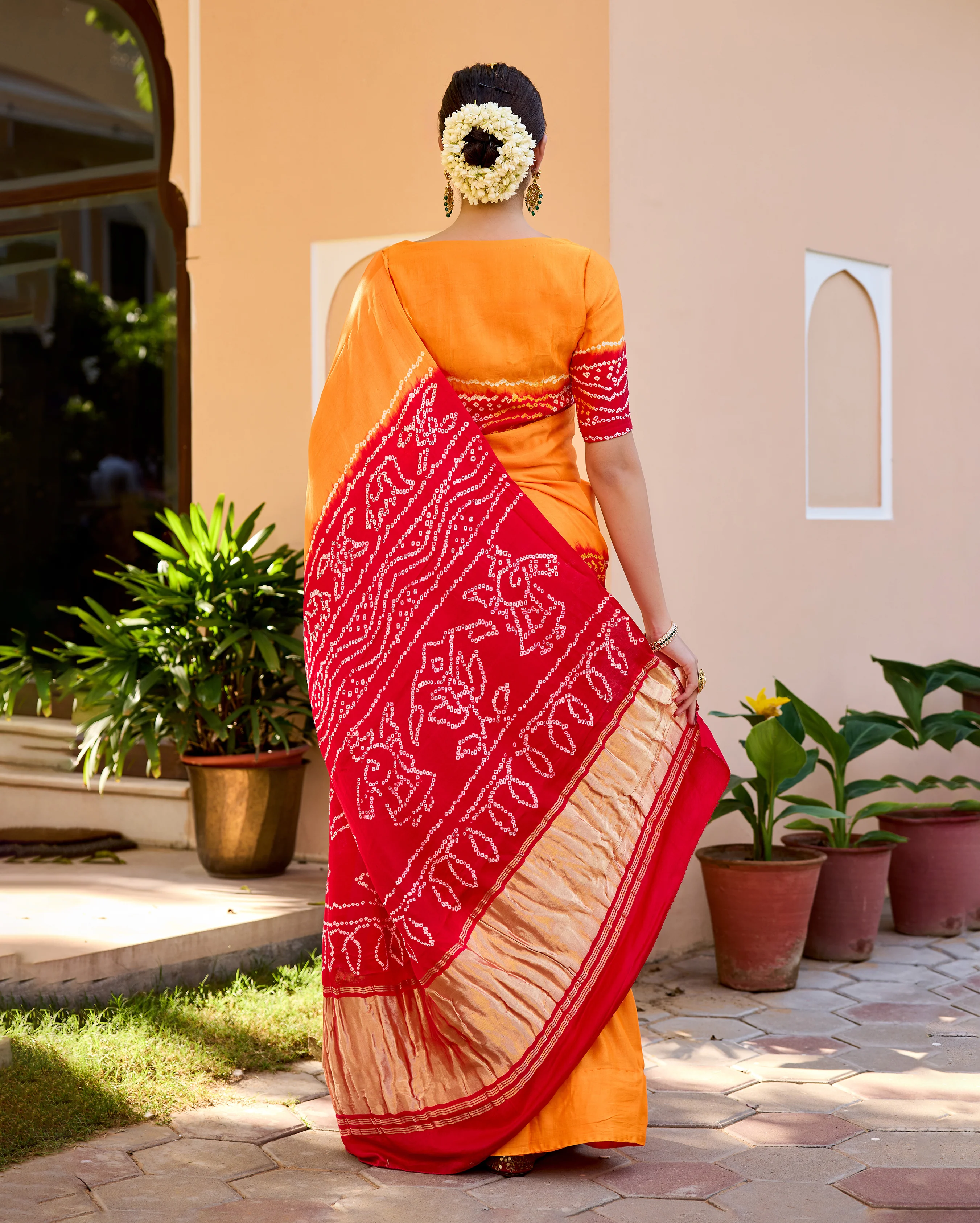 Chandan Yellow Gajji Silk Bandhej Saree - Image 7