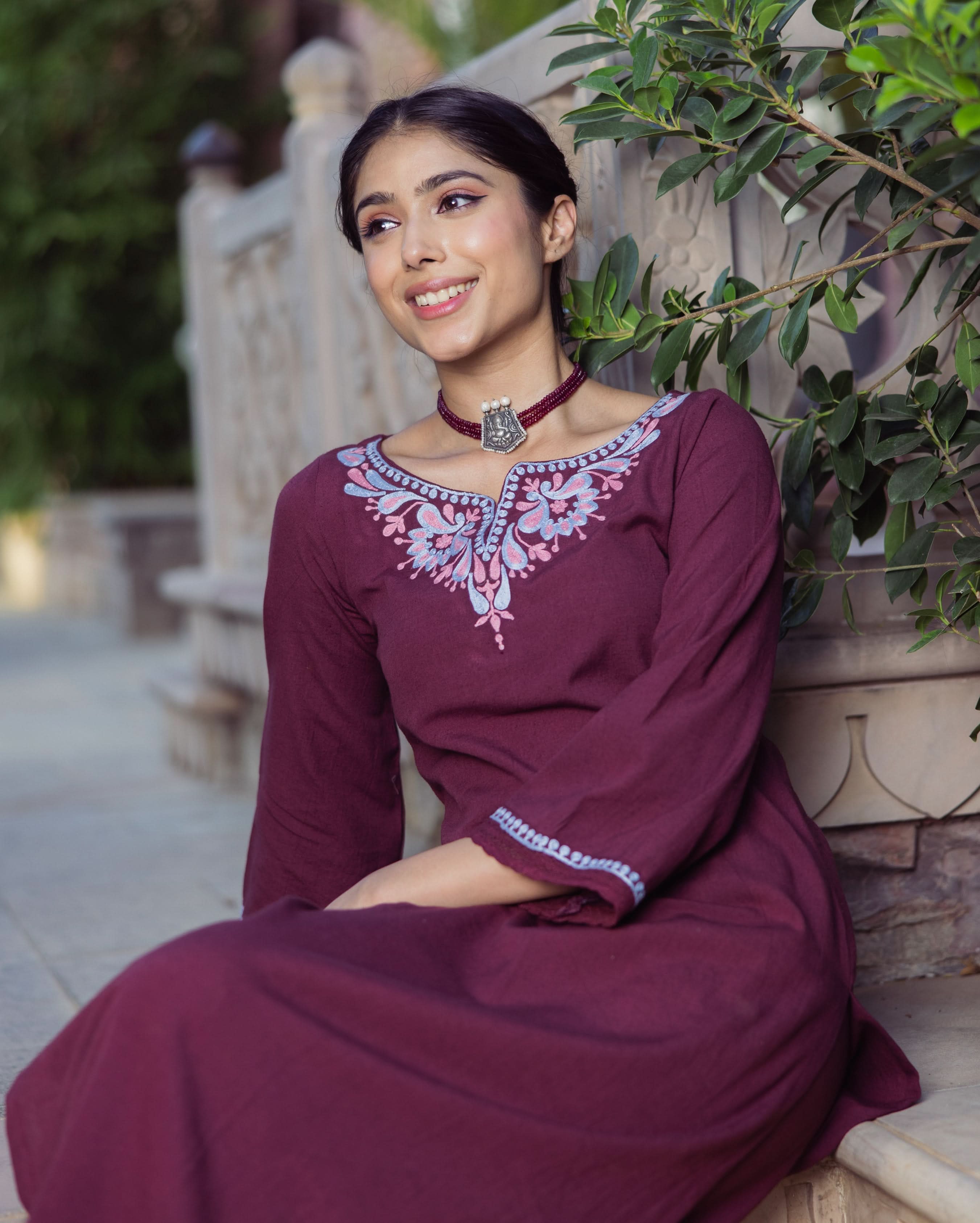 Chic Brown Embroidered Flex Kurta Set - Image 5