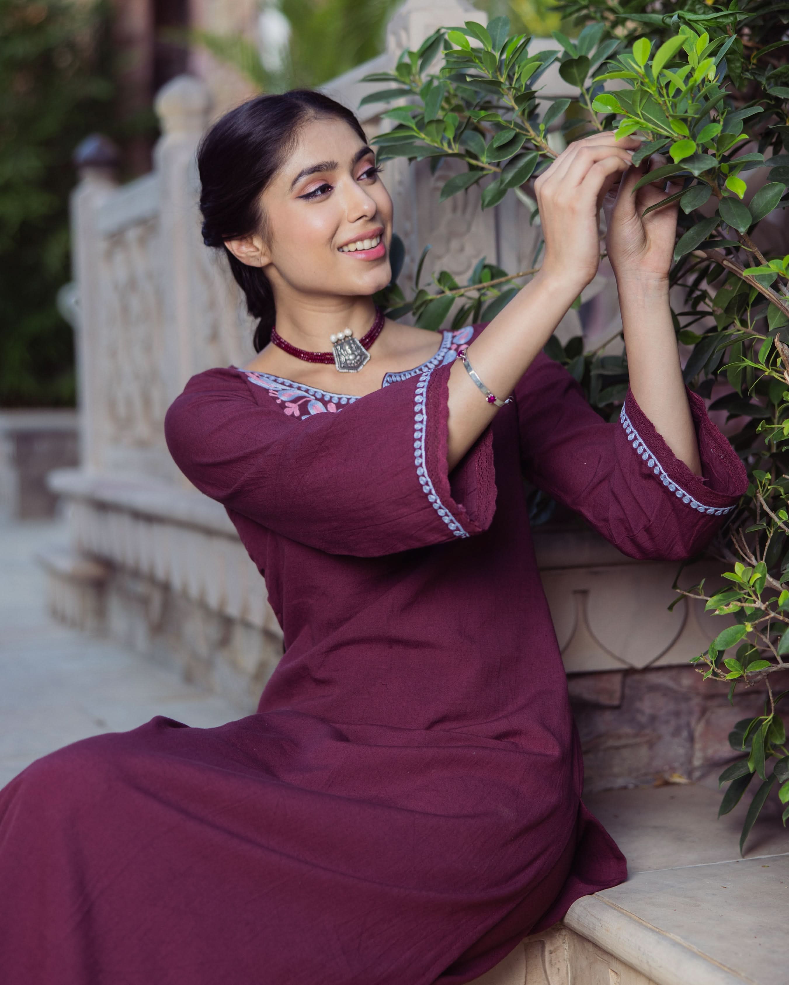 Chic Brown Embroidered Flex Kurta Set - Image 6