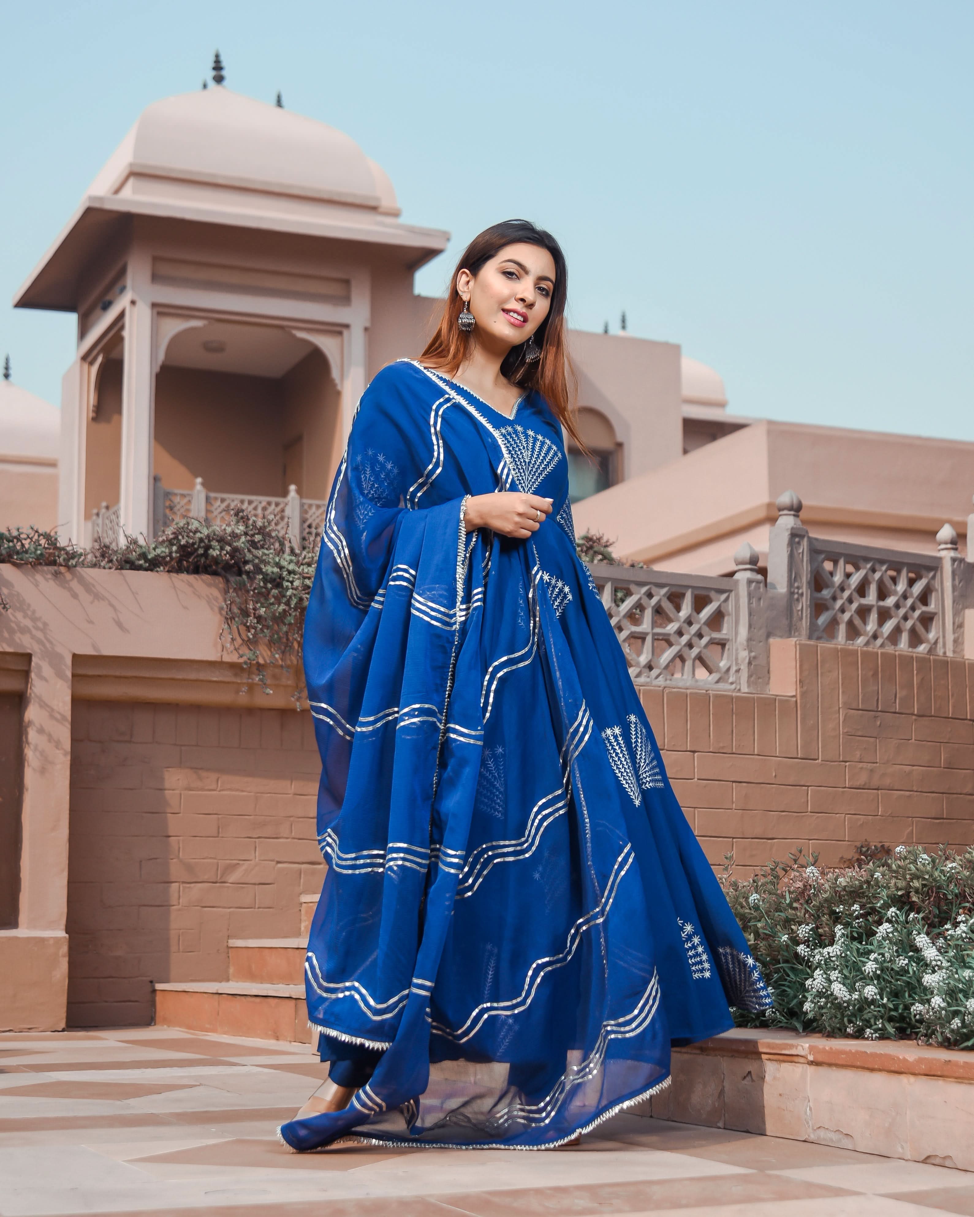 Classic Blue Handblock Suit Set - Image 2