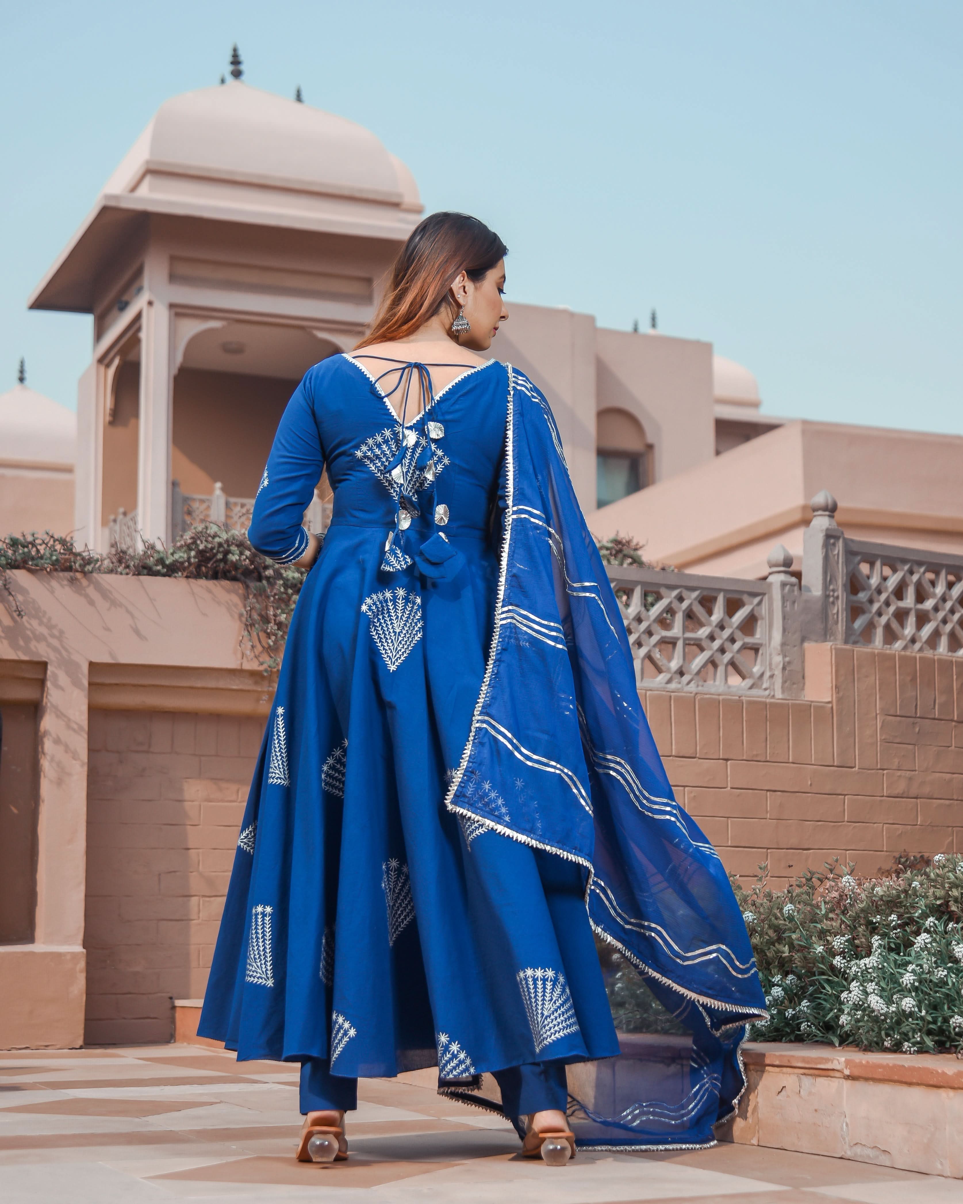 Classic Blue Handblock Suit Set - Image 3