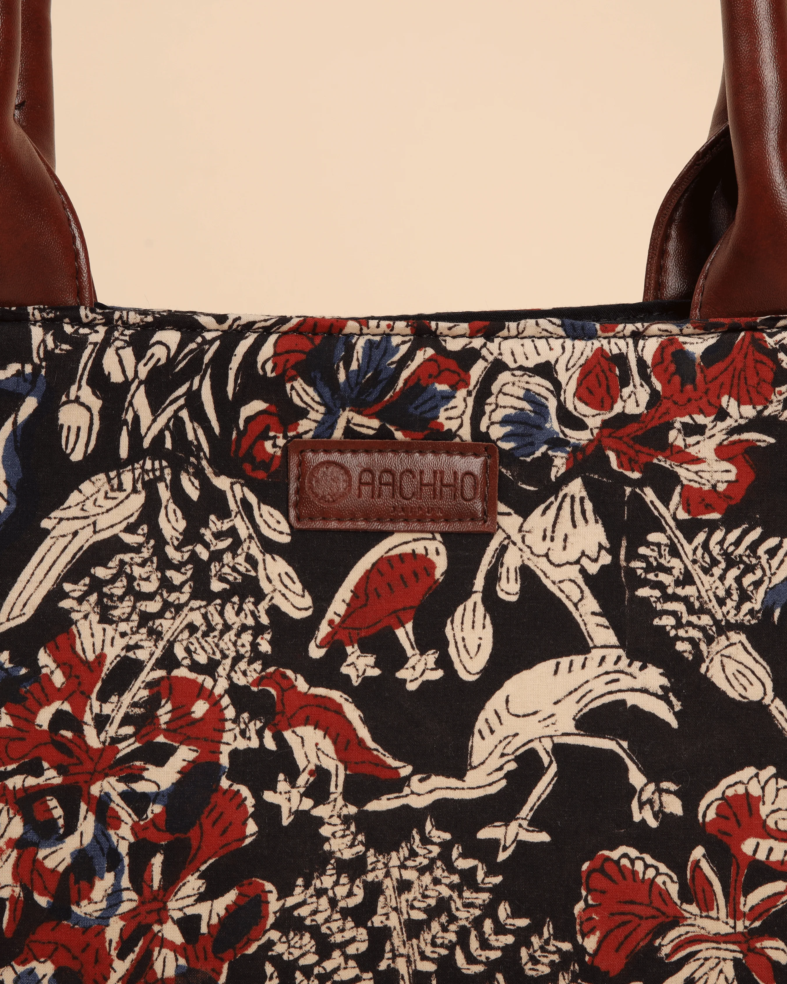 Classic Ebony Handblock Square Tote Bag - Image 3