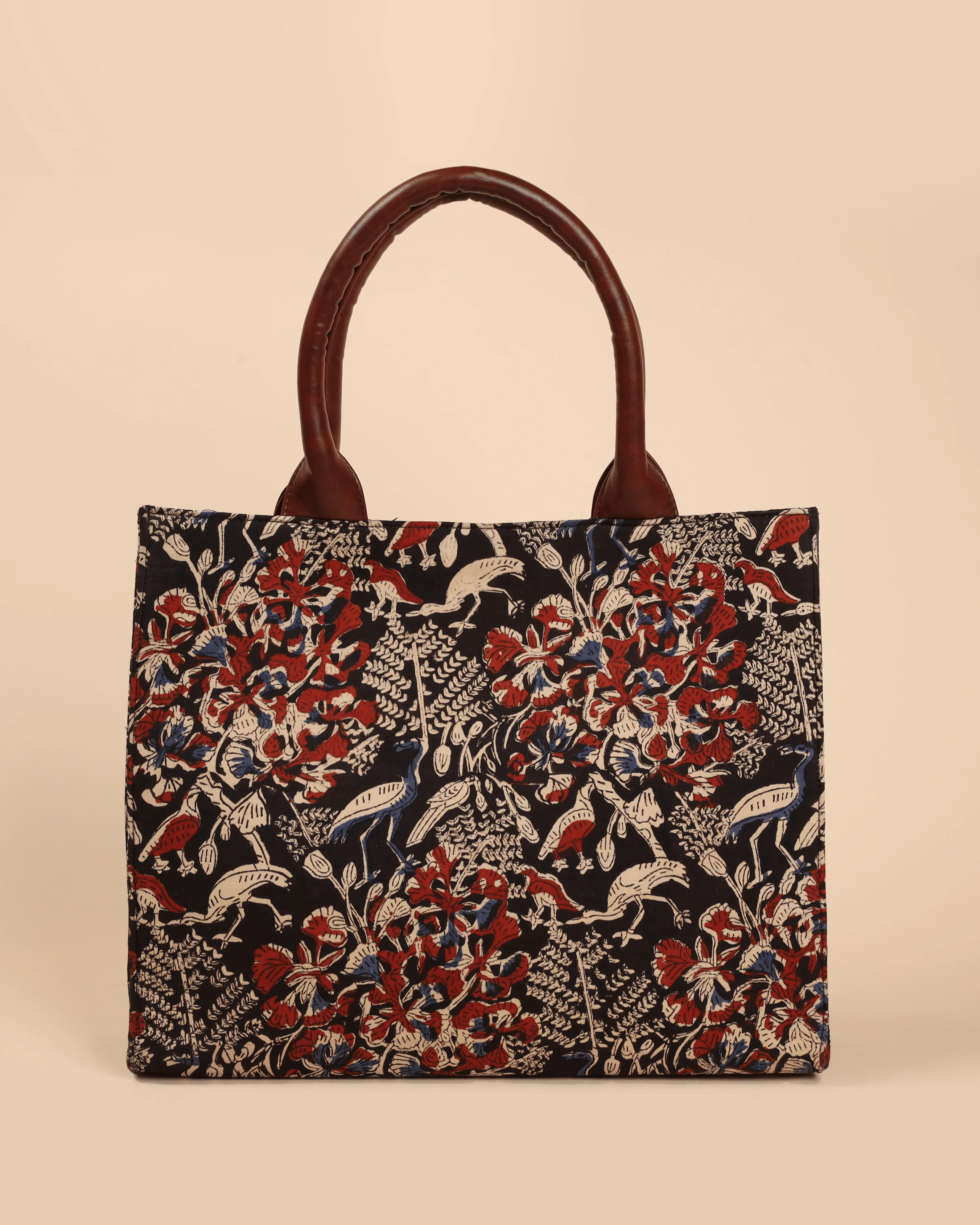 Classic Ebony Handblock Square Tote Bag - Image 4