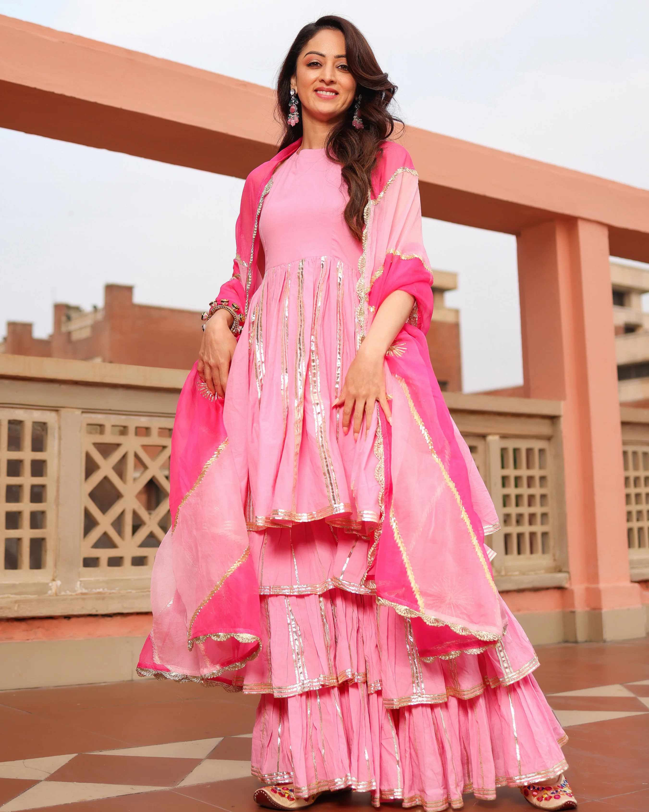 Cloud Pink Gotapatti Sharara Set - Image 9