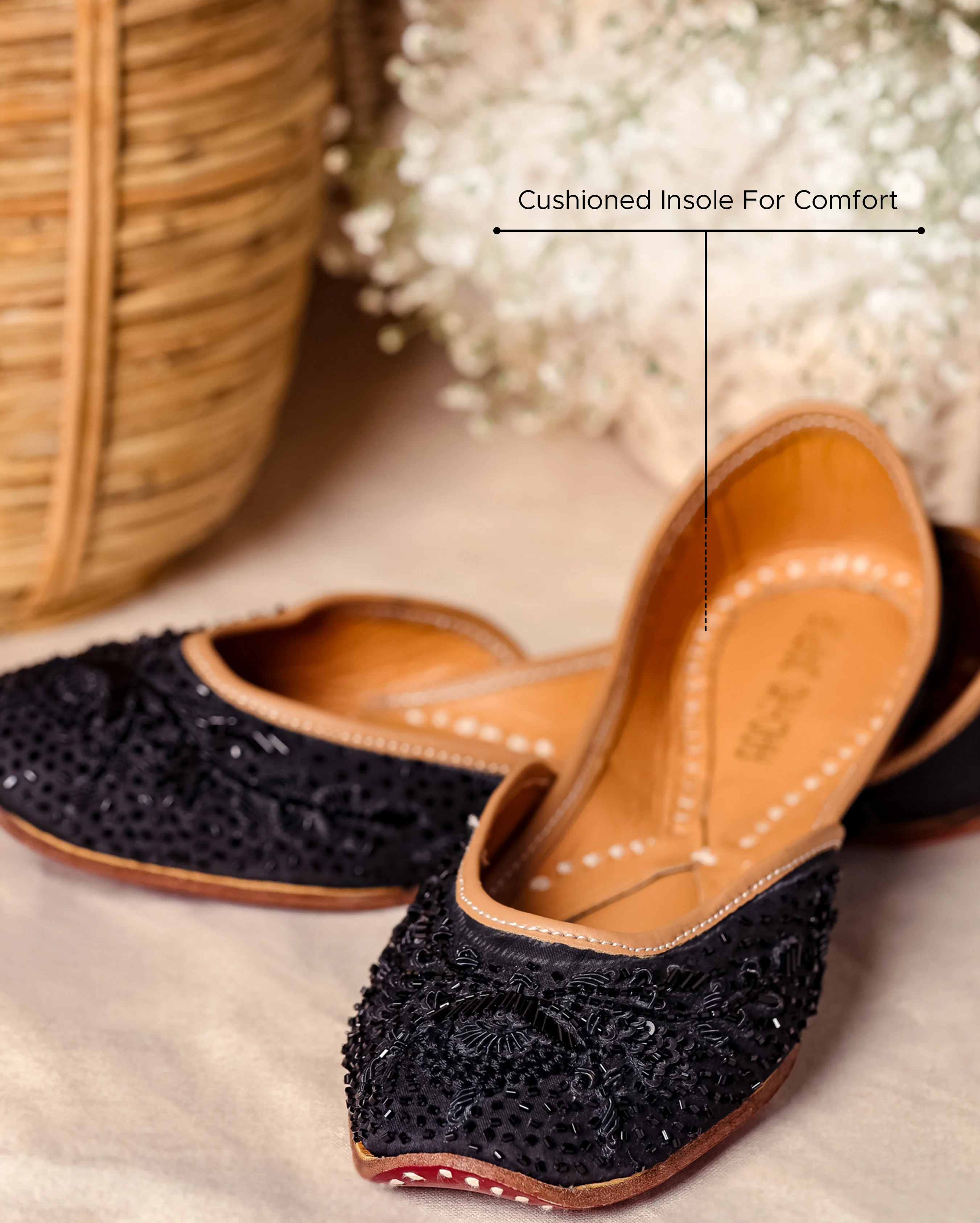 Coal Black Handcrafted Jutti - Image 2