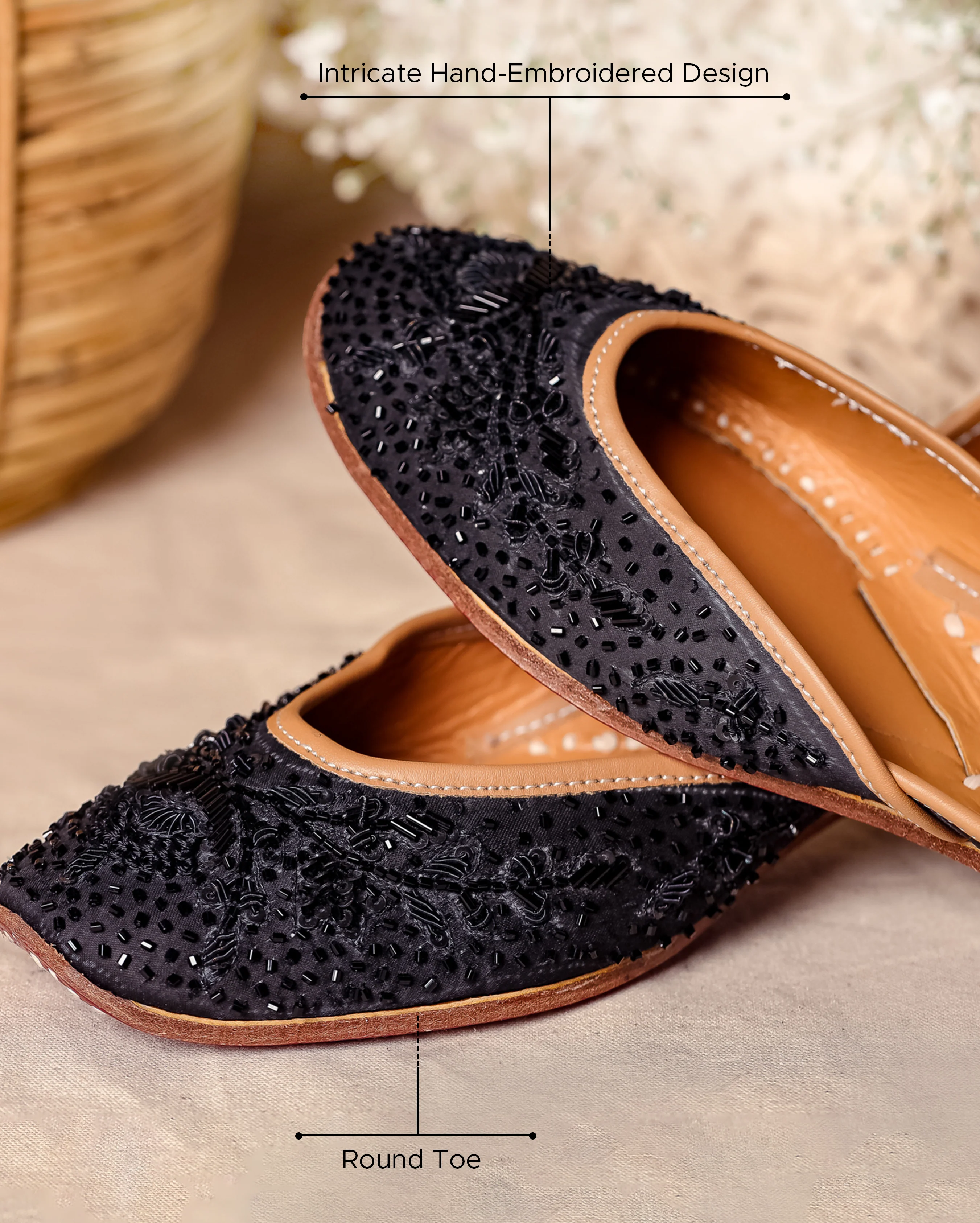 Coal Black Handcrafted Jutti - Image 3