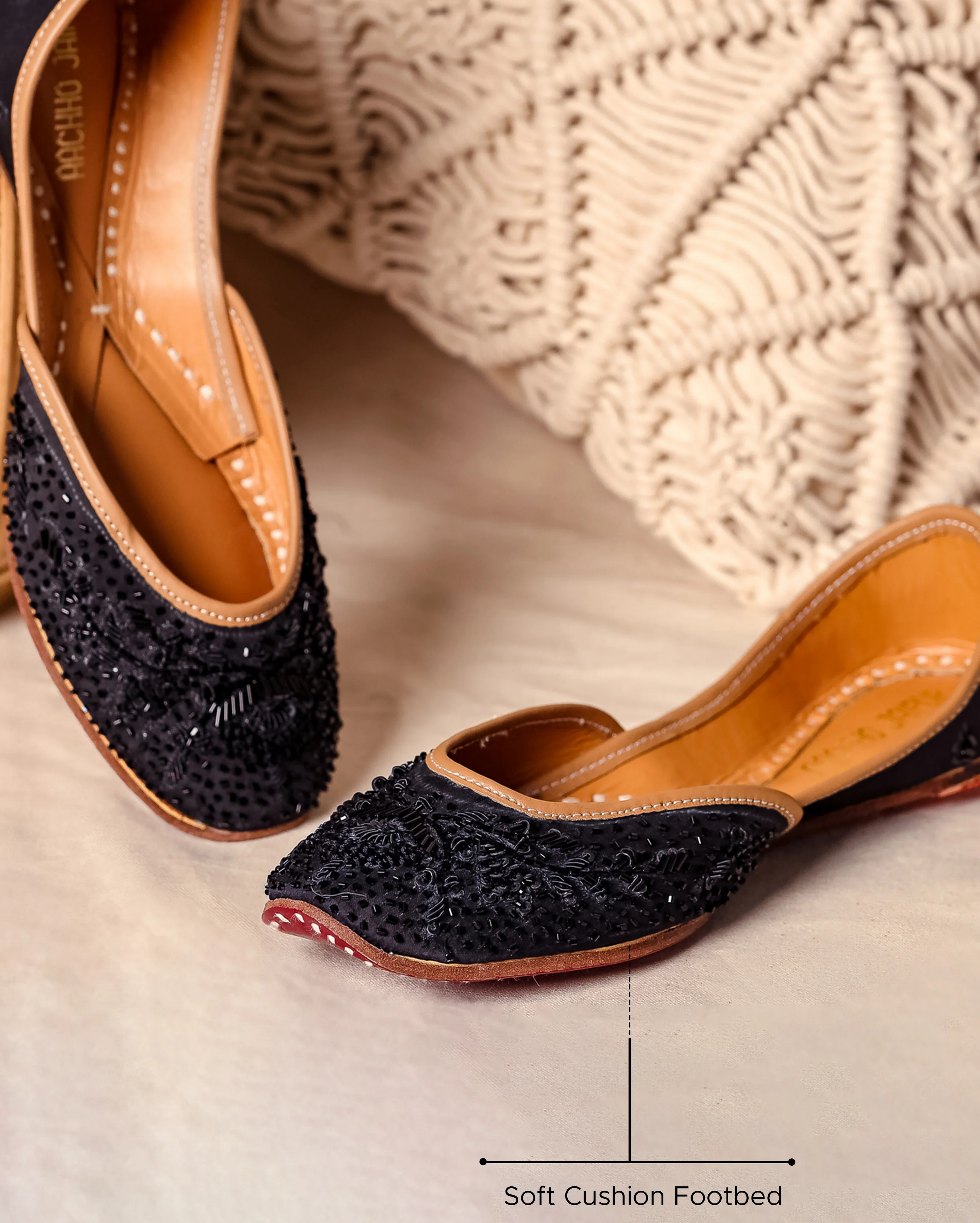 Coal Black Handcrafted Jutti - Image 4