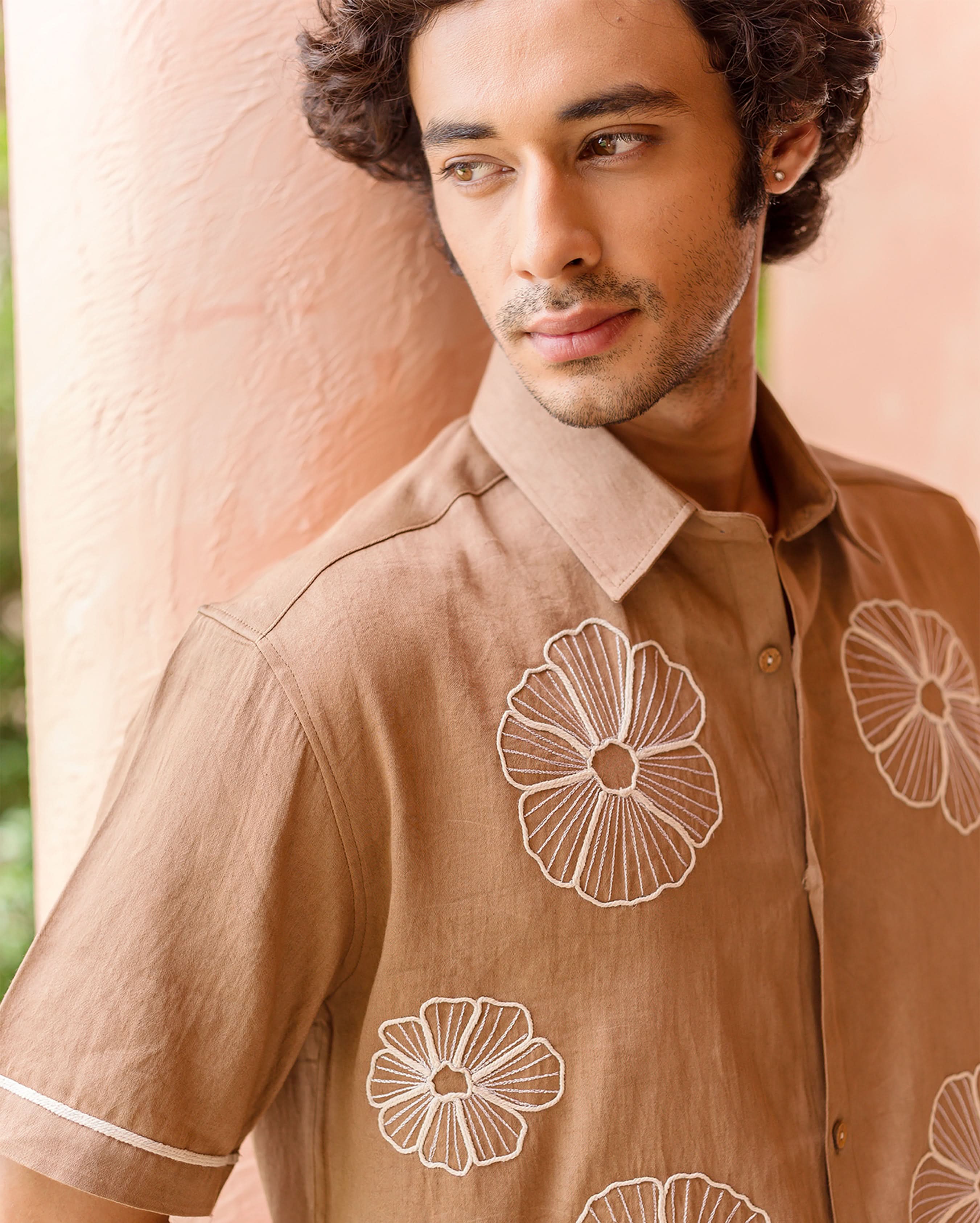 Cody Brown Embroidered Cotton Shirt - Image 5