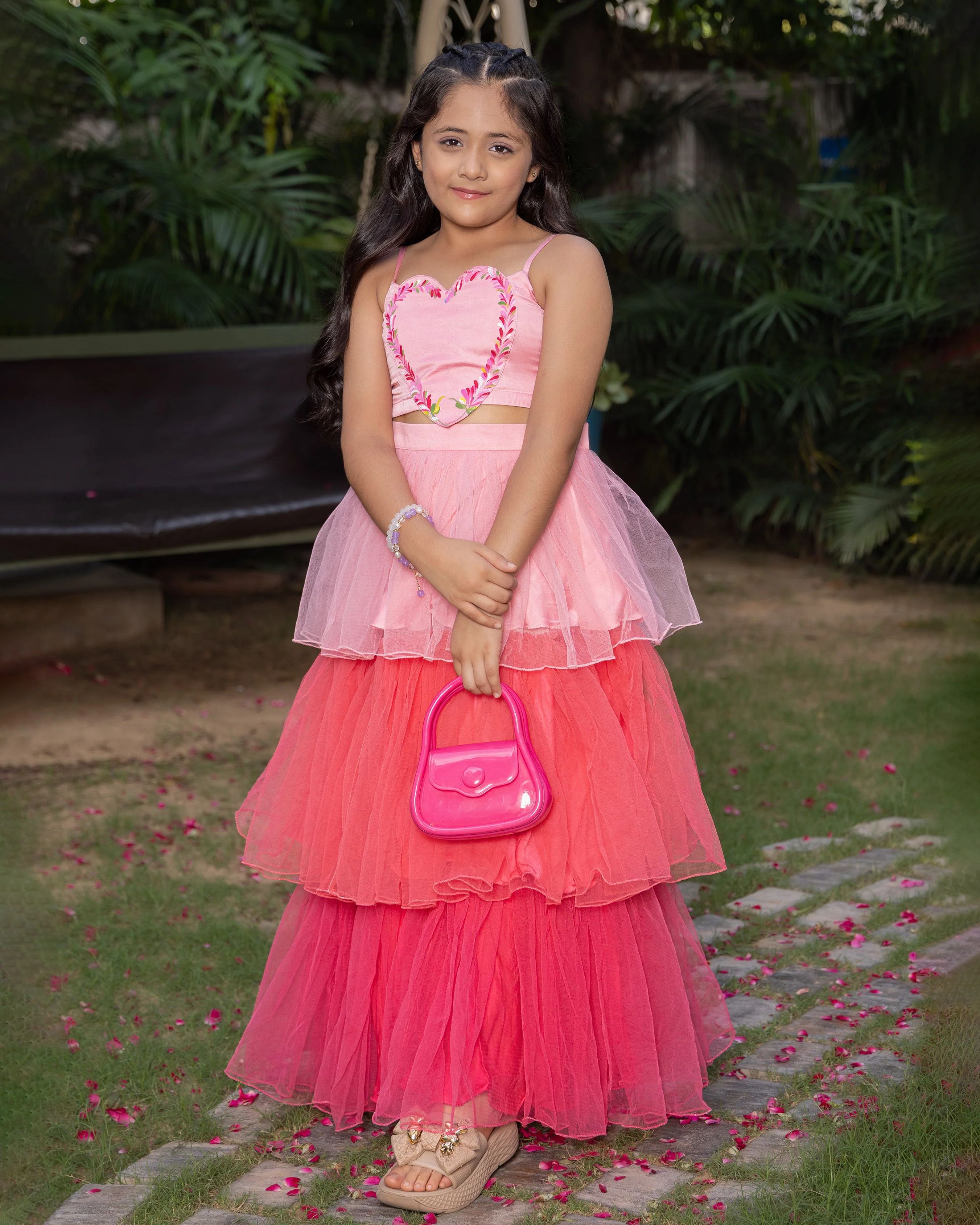 Cookie Pink Handpainted Tulle Coord Set