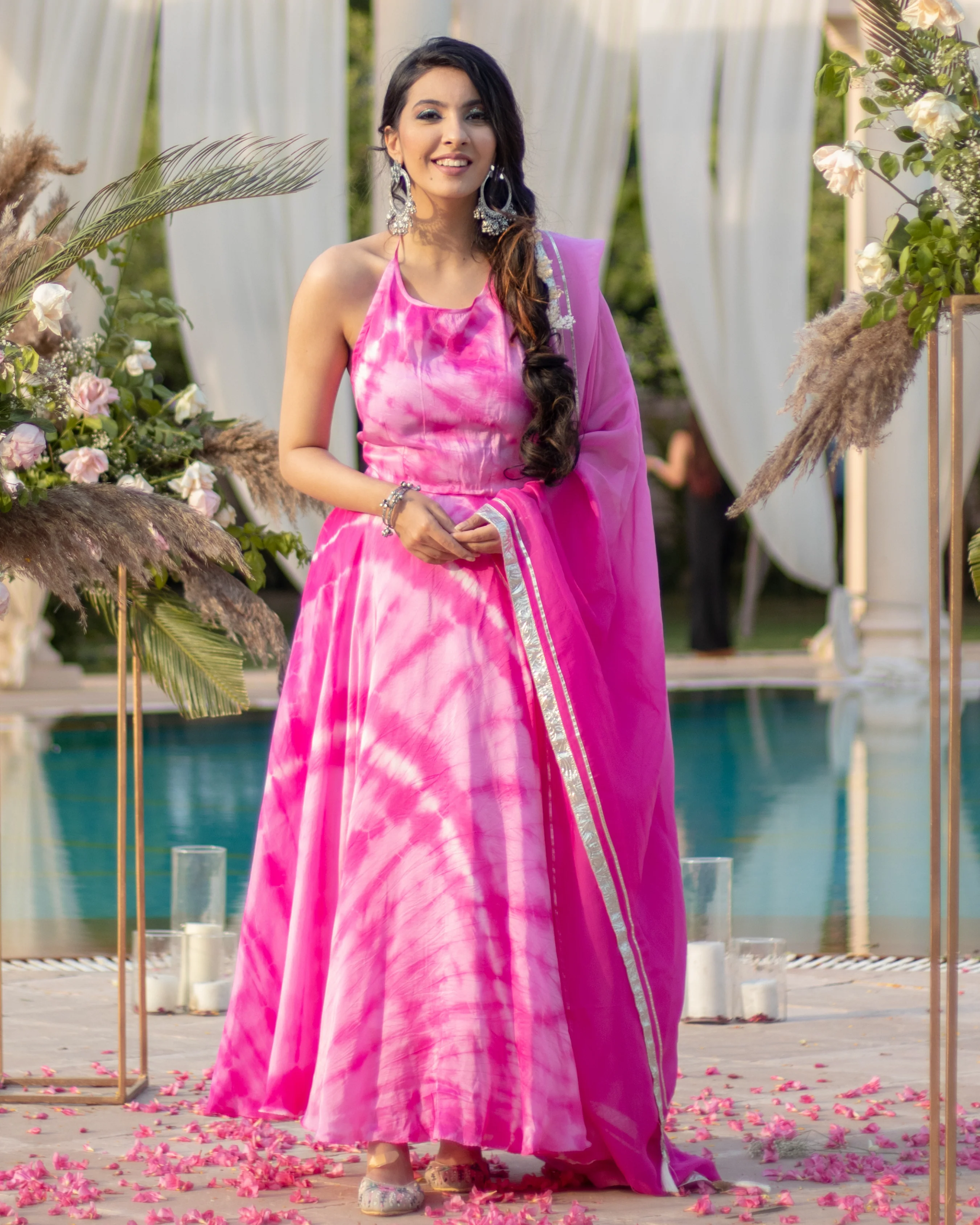 Burly Pink Tie & Dye Silk Suit Set - Image 3