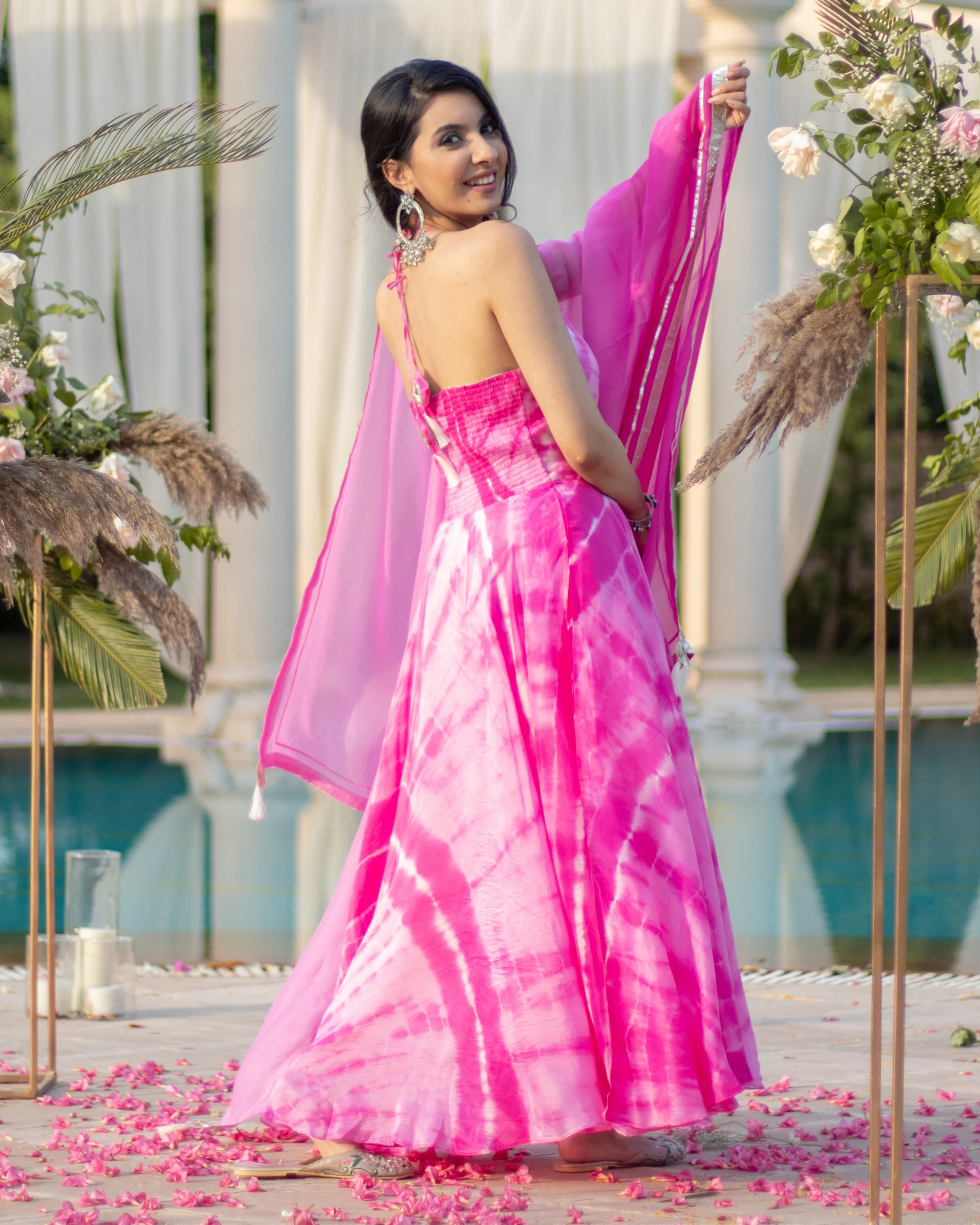 Burly Pink Tie & Dye Silk Suit Set - Image 4