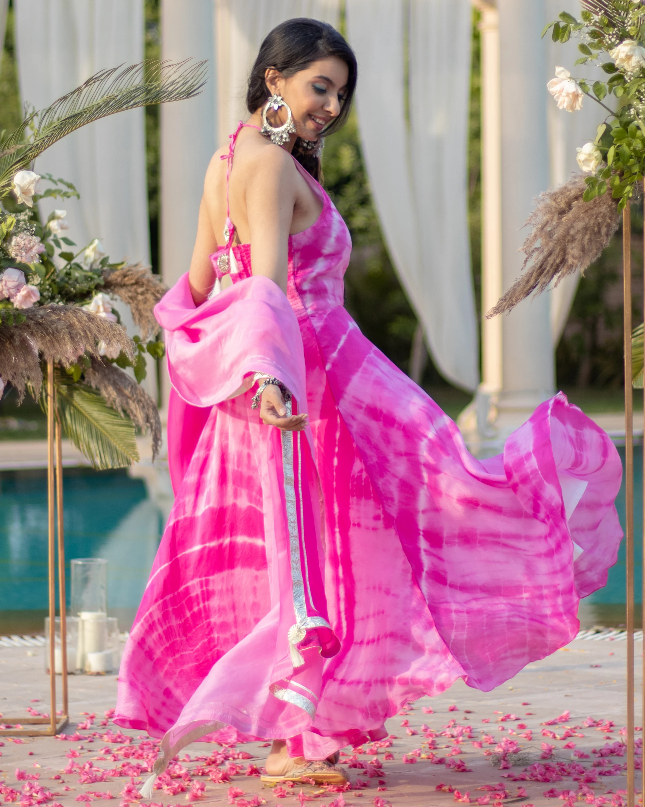 Burly Pink Tie & Dye Silk Suit Set - Image 5