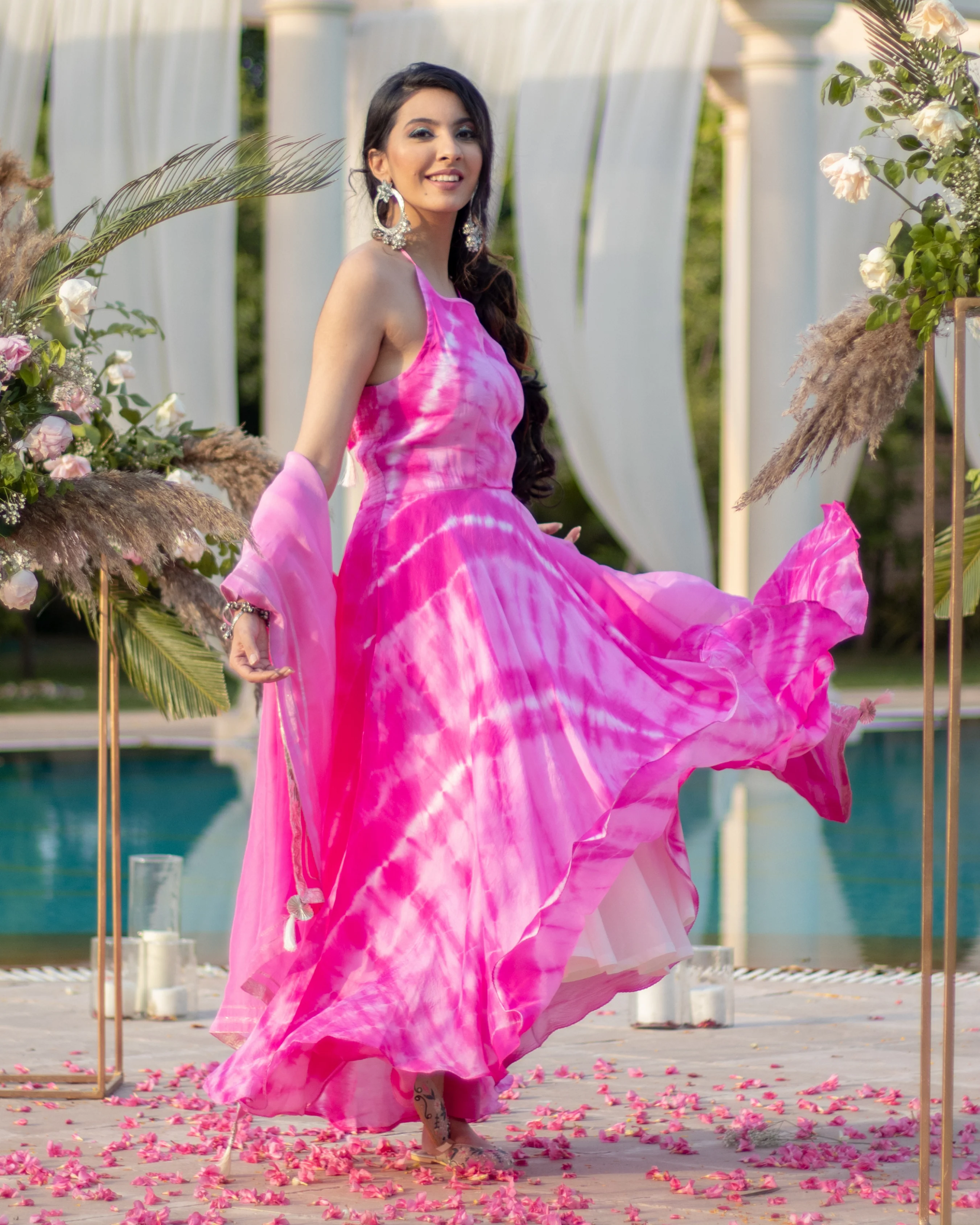 Burly Pink Tie & Dye Silk Suit Set - Image 6