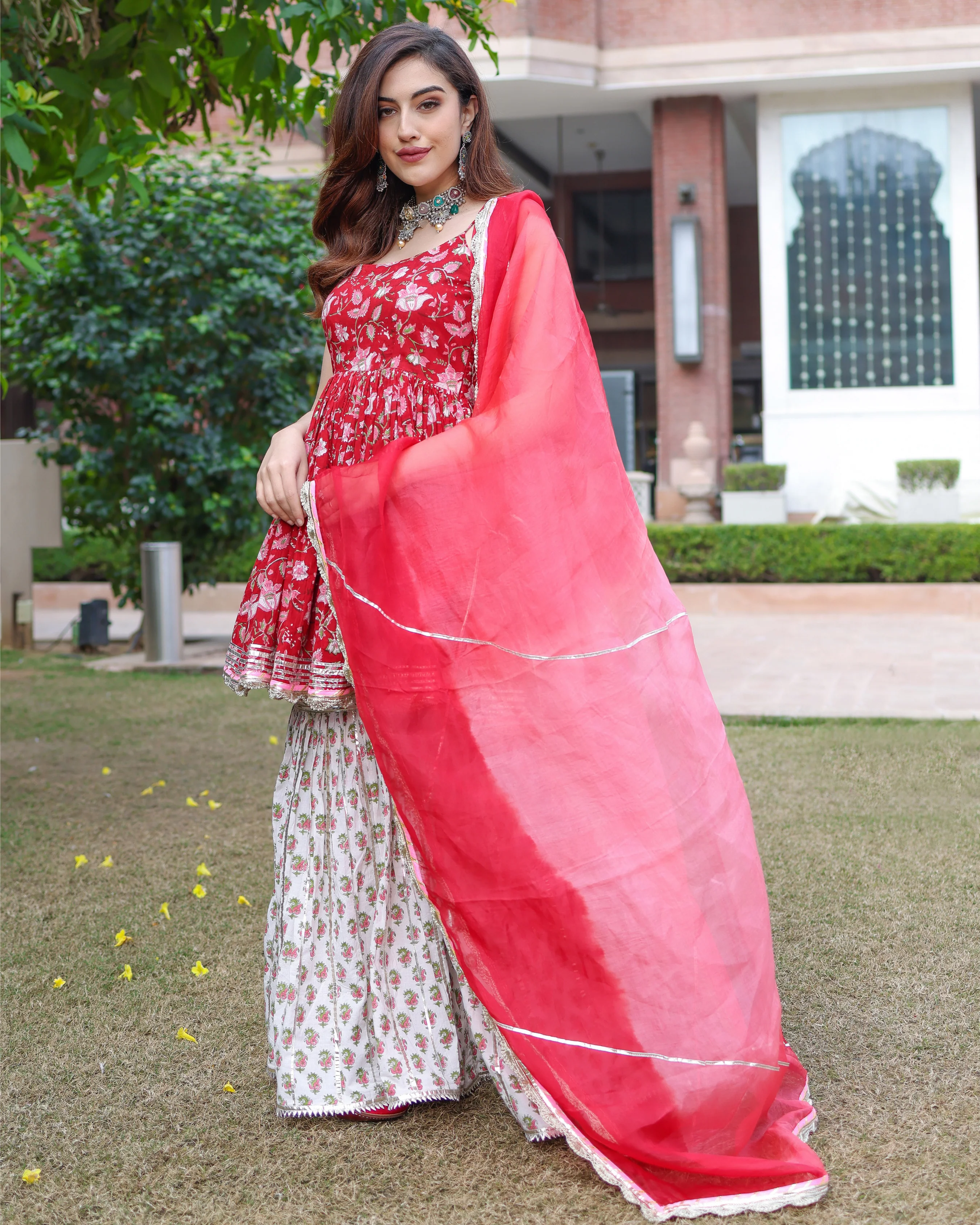 Crabapple Handblock Sharara Set - Image 4