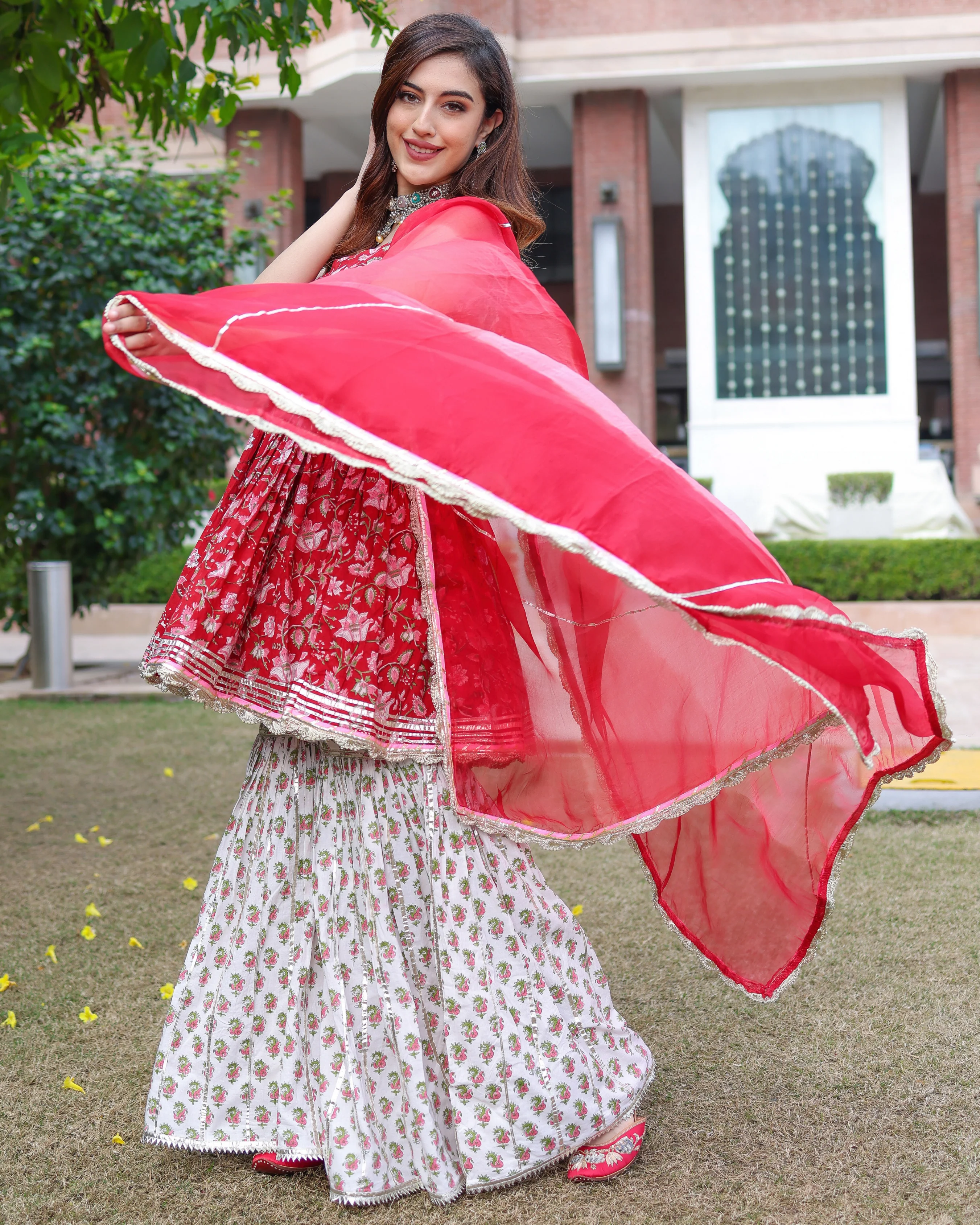 Crabapple Handblock Sharara Set - Image 6