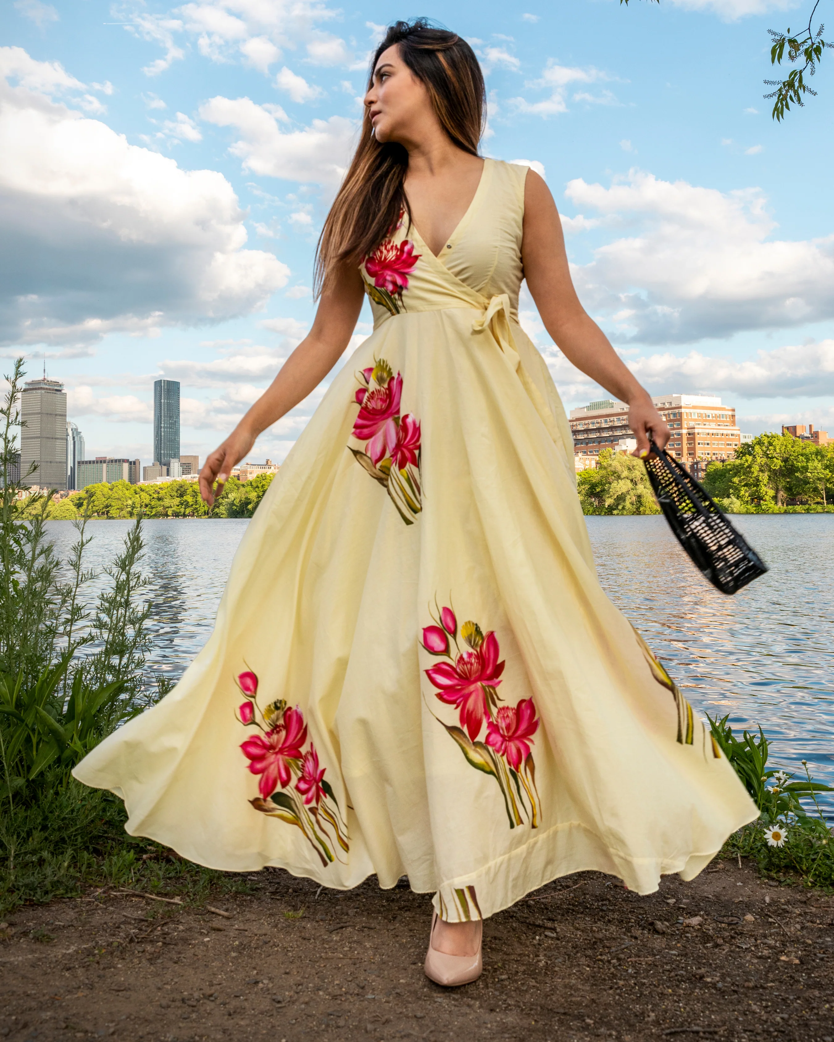 Cream Shell Handpainted Cotton Dress - Image 2