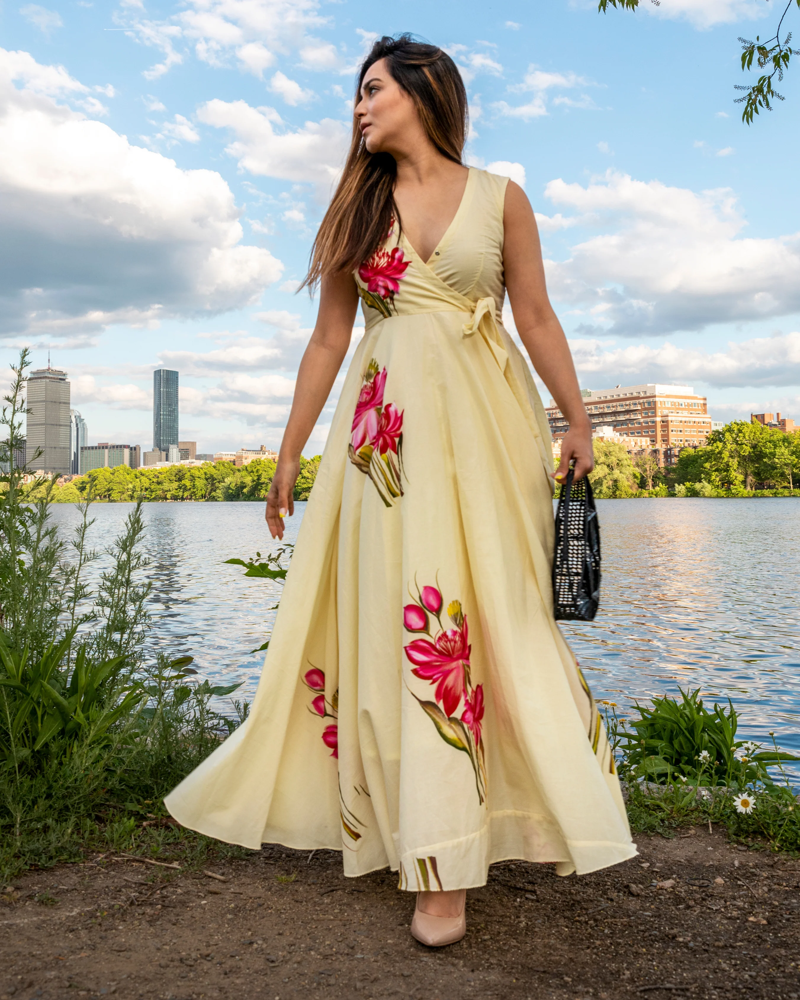 Cream Shell Handpainted Cotton Dress - Image 4