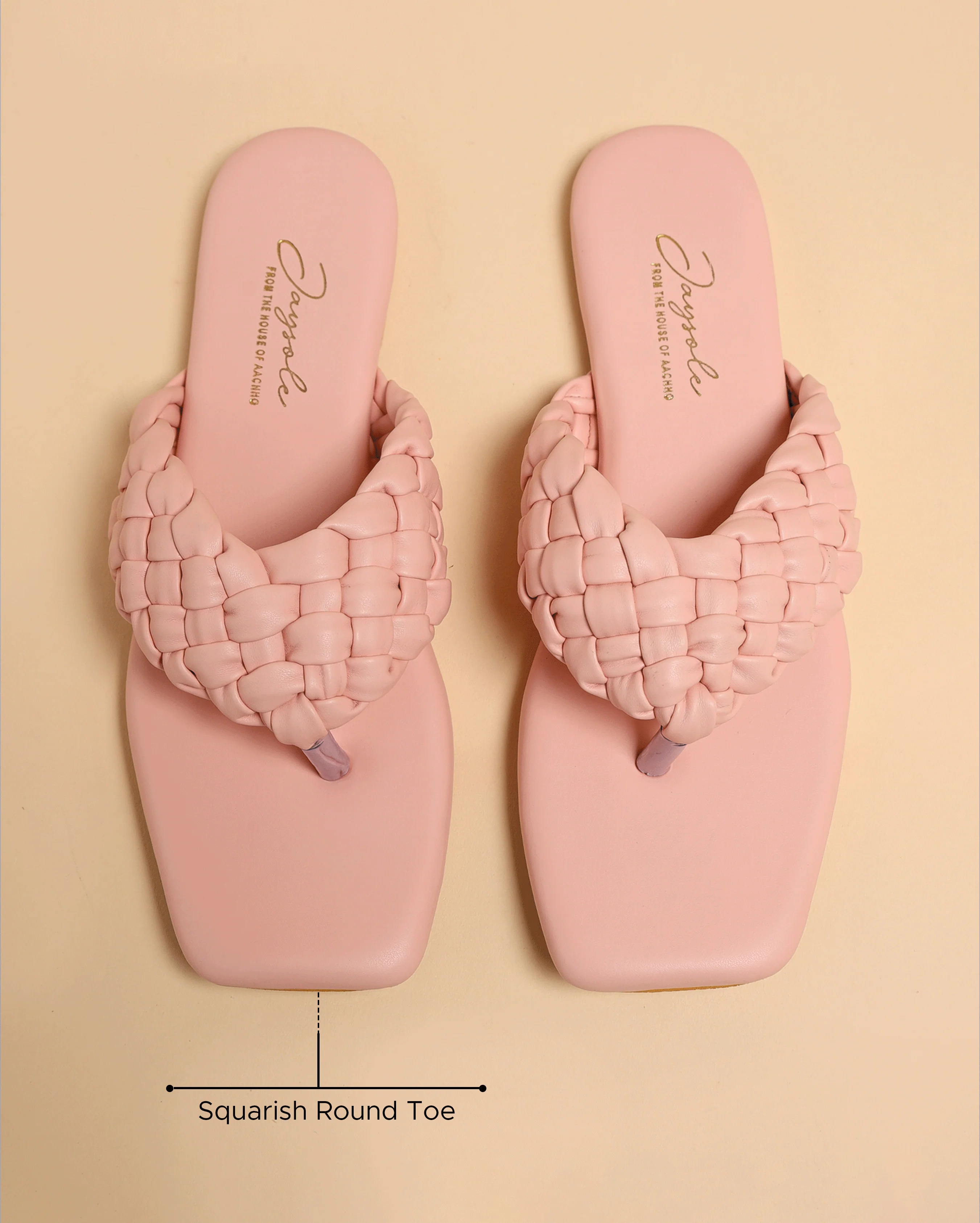 Cream Tan Braided Flats - Image 2