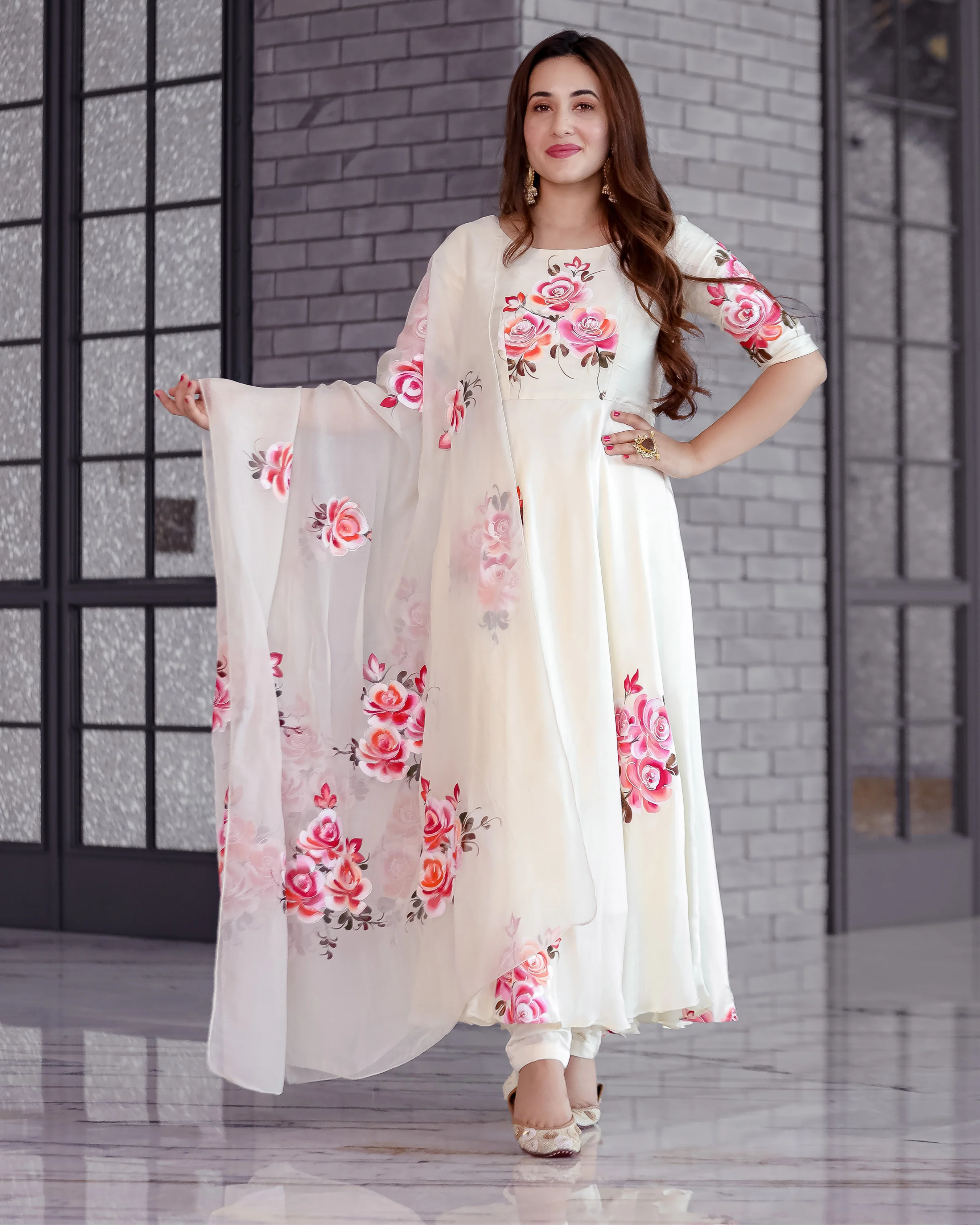 Cream Valeria Handpainted Suit Set - Image 3