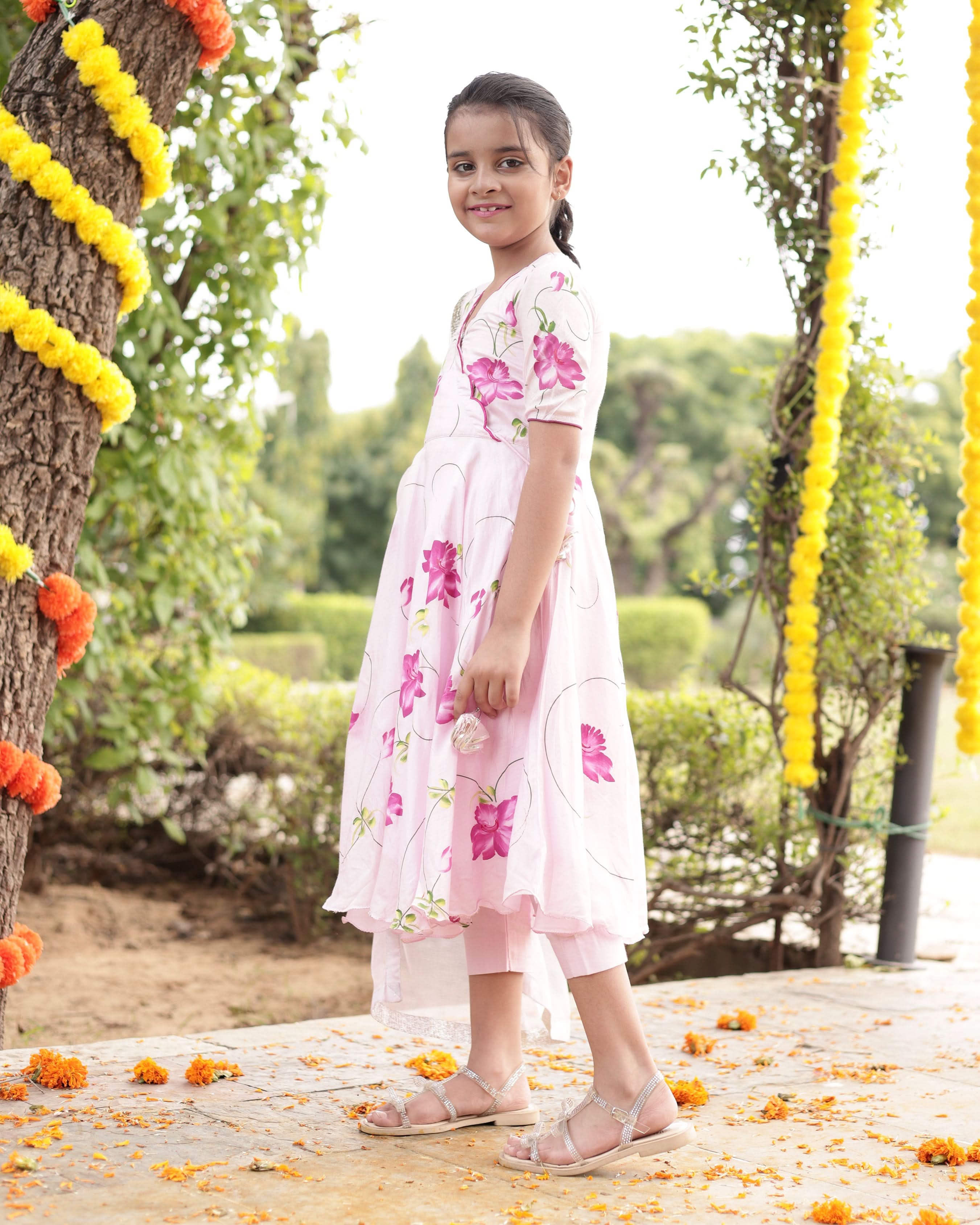 Dandelion Pink Muslin Silk Handcrafted Suit Set - Image 5