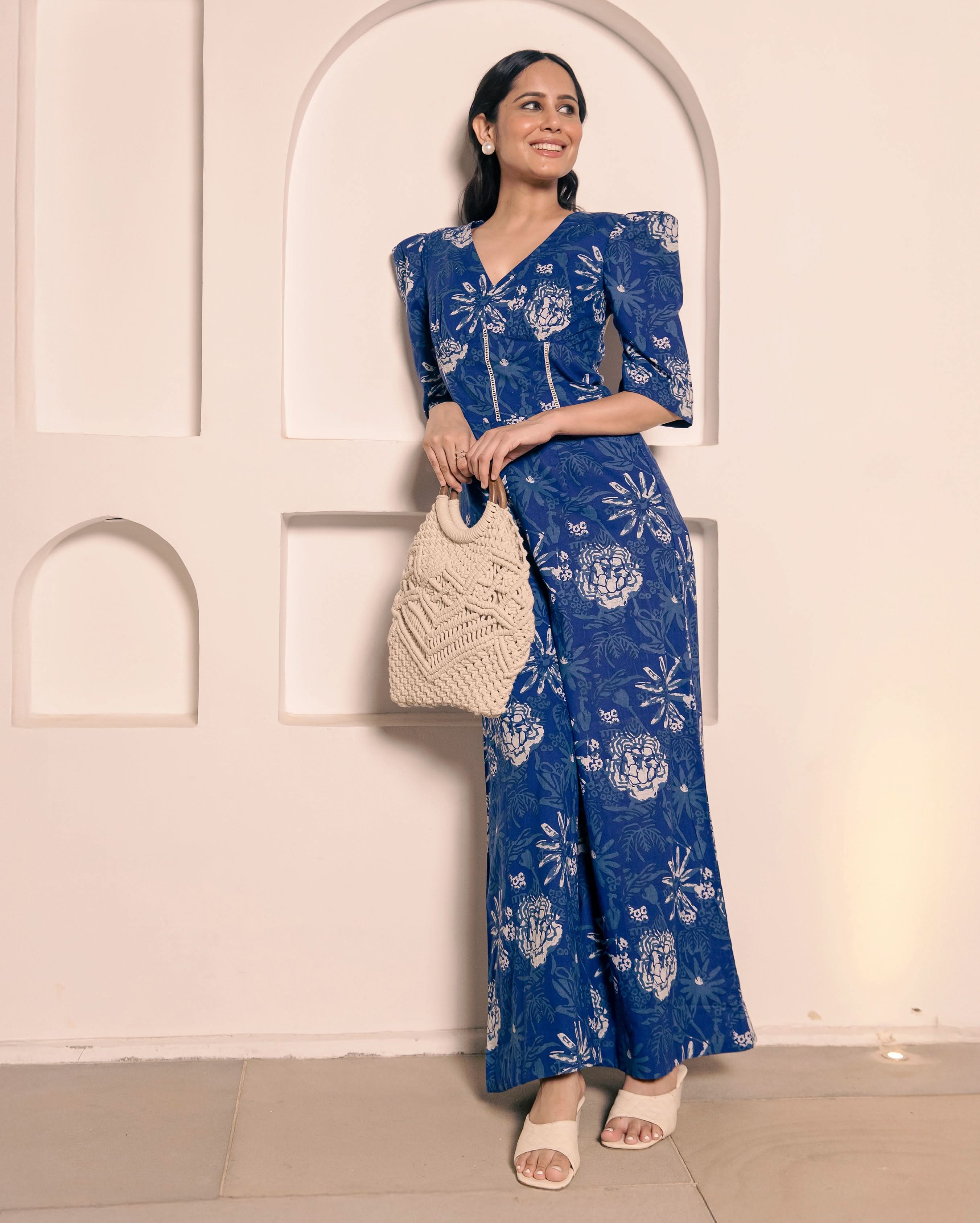 Darling Blue Cotton Printed Jumpsuit - Image 3
