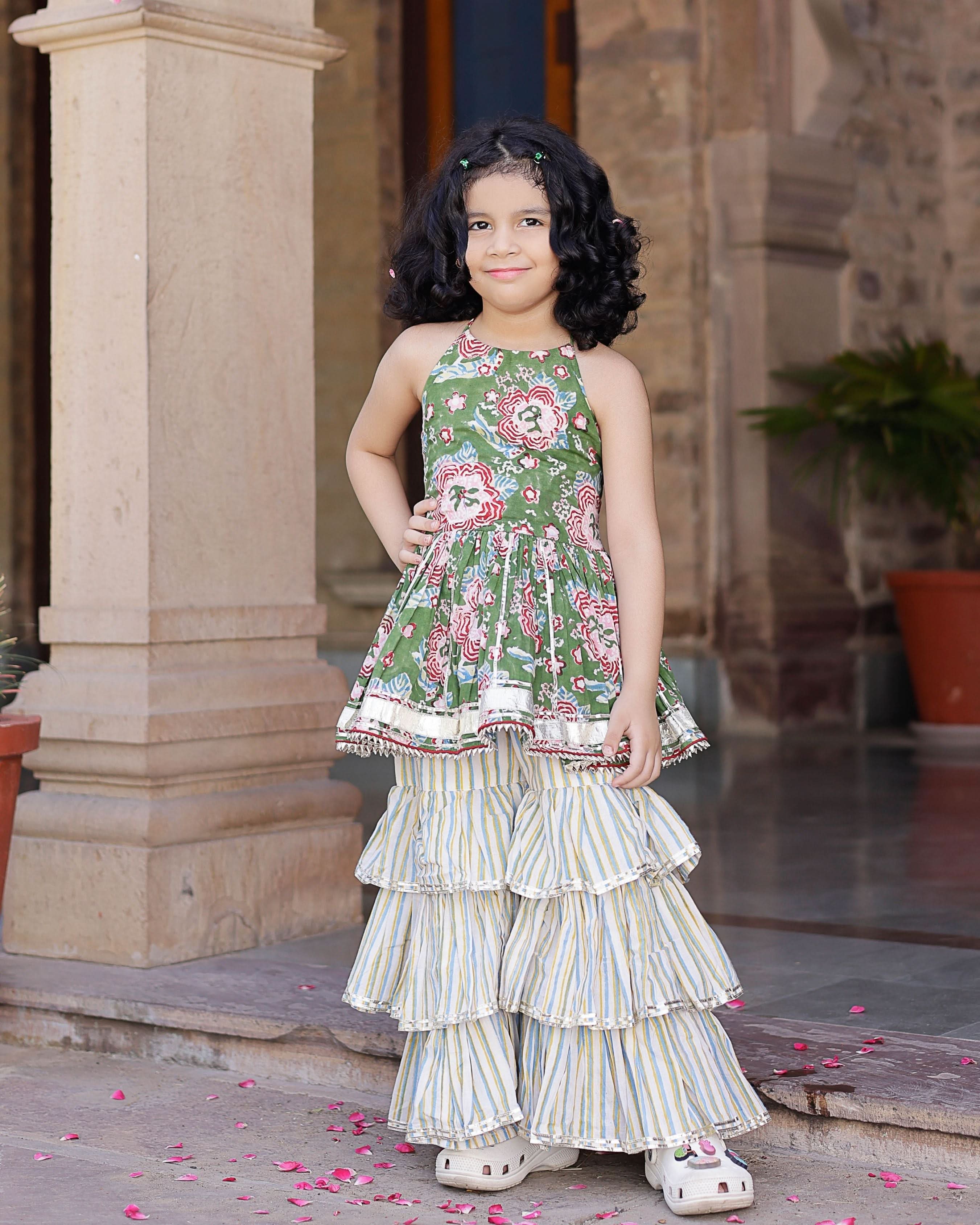 Dayla Handblock Cotton Sharara Set - Image 3