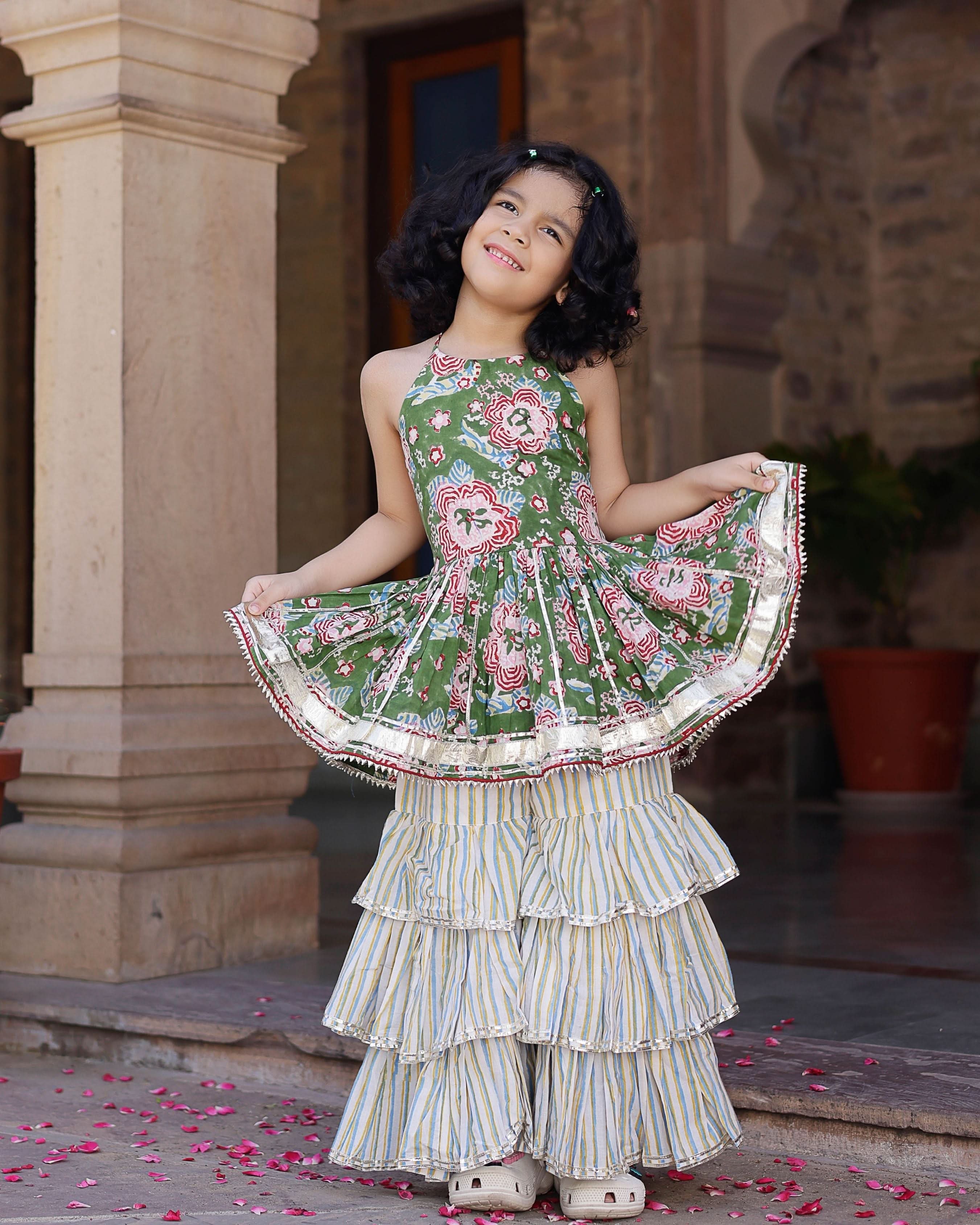 Dayla Handblock Cotton Sharara Set - Image 4