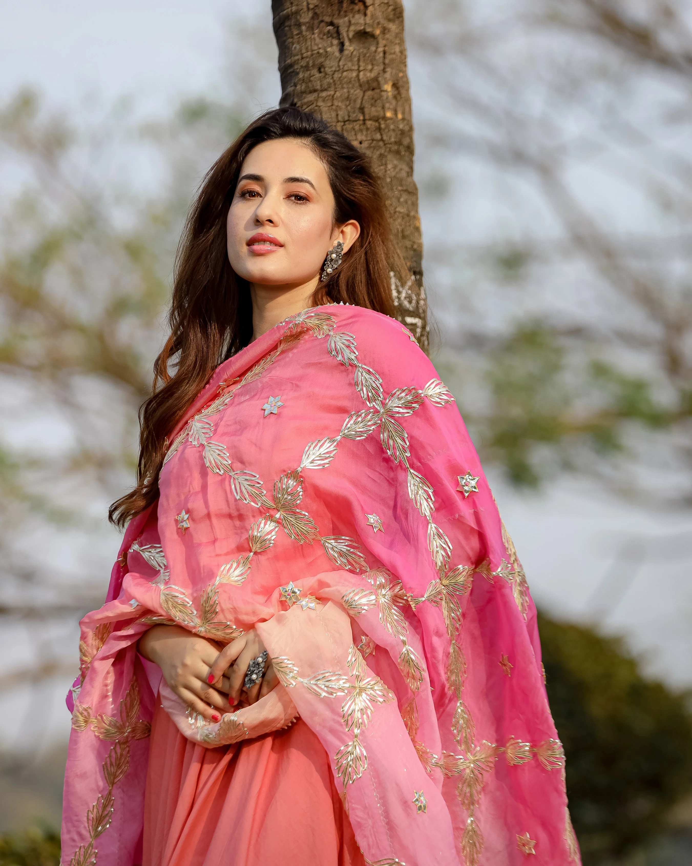 Dazzle Peach Gotapatti Suit Set - Image 2