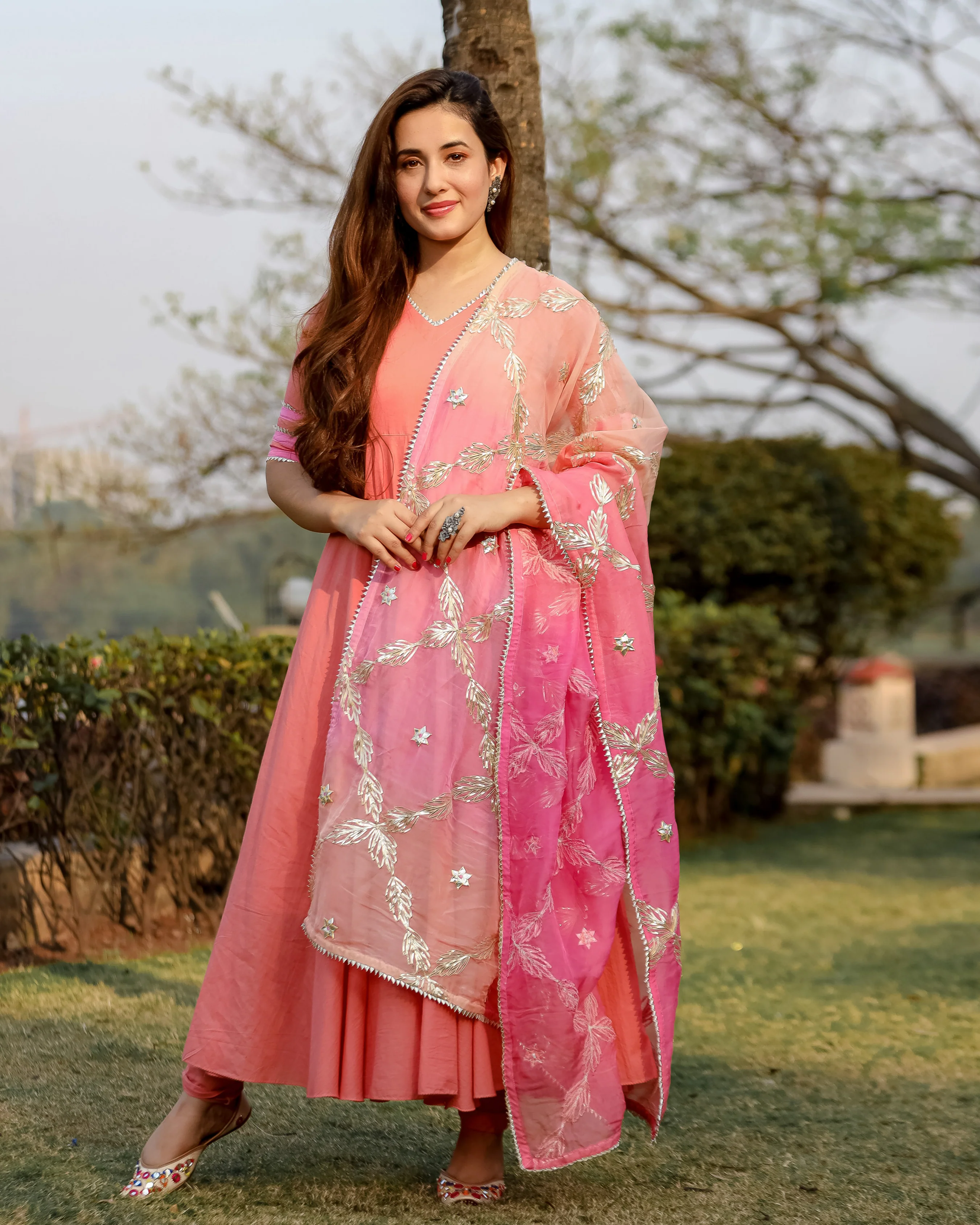 Dazzle Peach Gotapatti Suit Set - Image 7