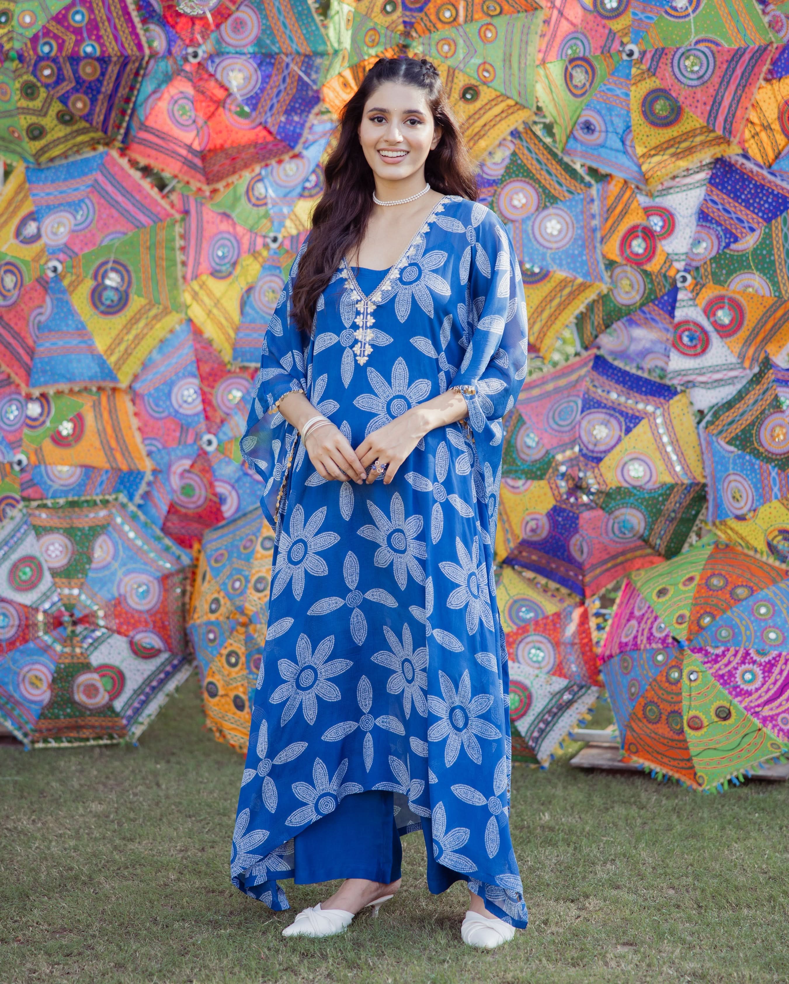 Diksha Blue Bandhani Chinon Kurta Set - Image 2