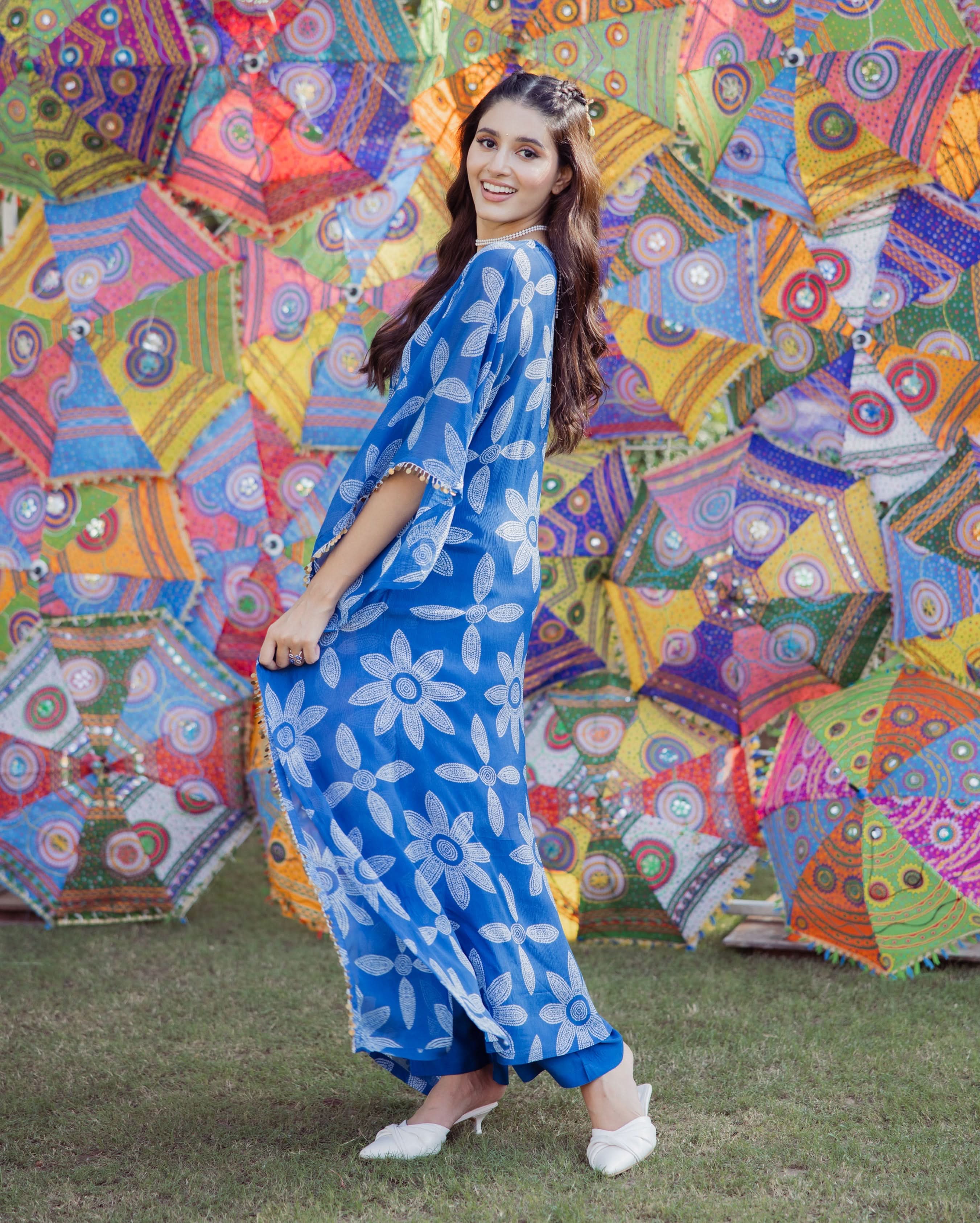 Diksha Blue Bandhani Chinon Kurta Set - Image 4
