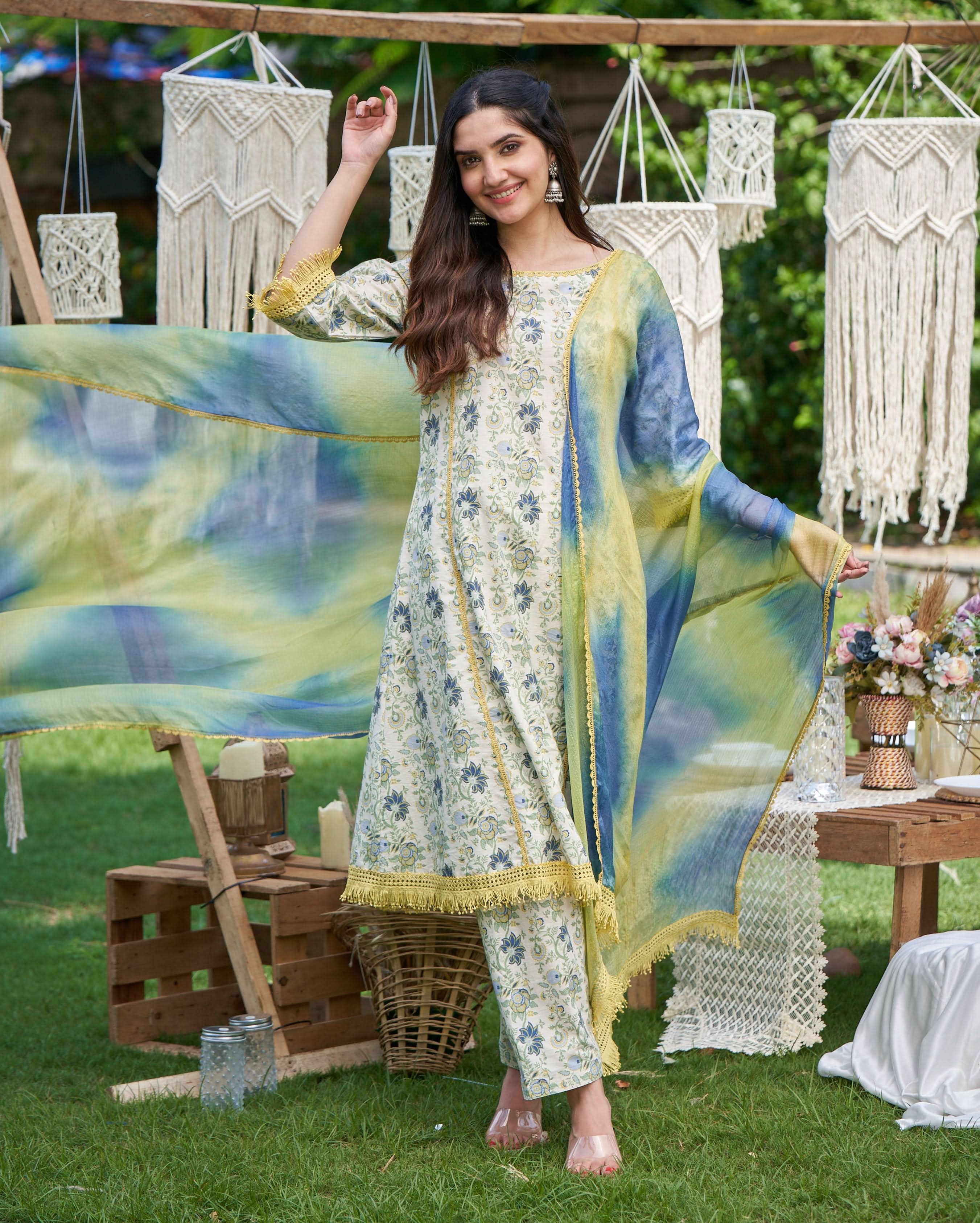 Dityaa Mint Printed Cotton Suit Set - Image 2