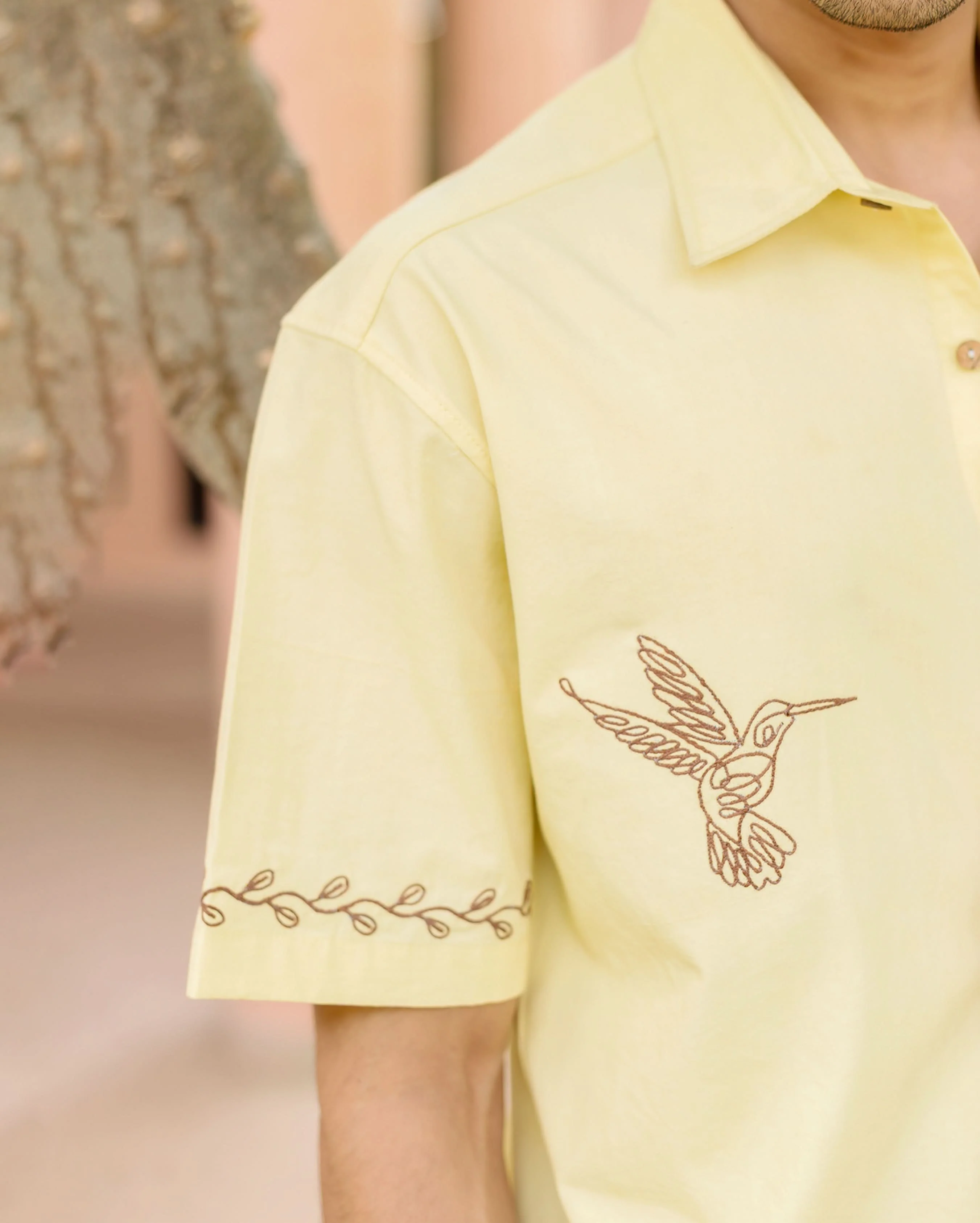 Doff Yellow Embroidered Cotton Shirt - Image 5