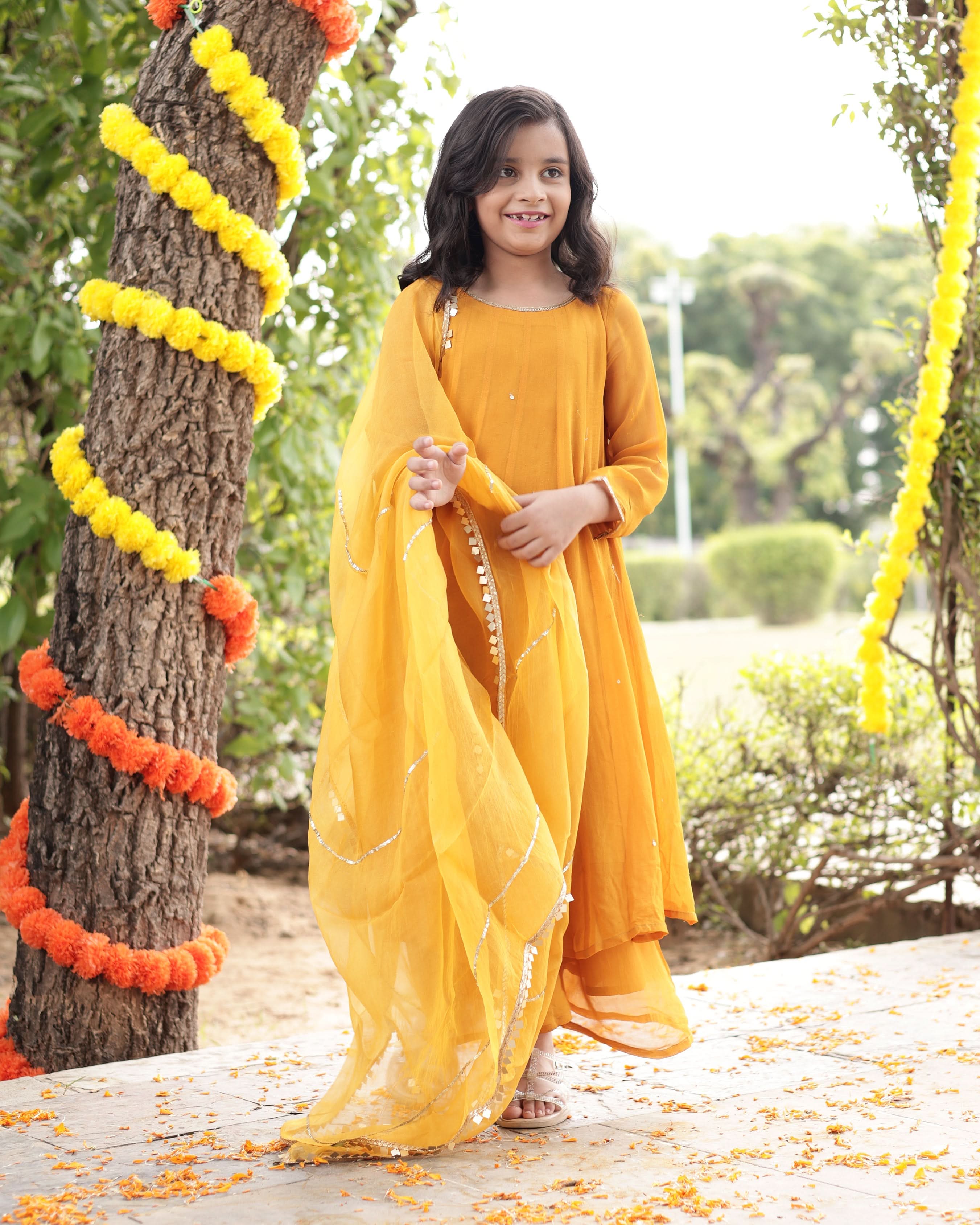 Doodle Mustard Sequin Georgette Suit Set - Image 2