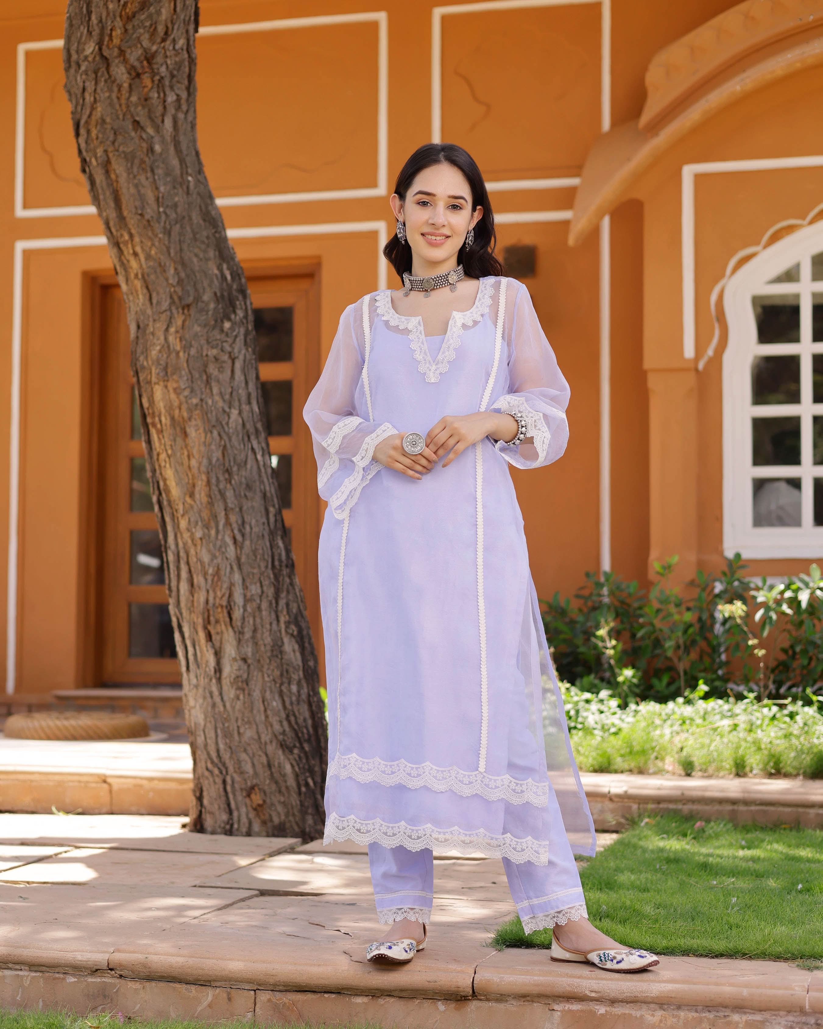 Eleanor Organza Straight Kurta Set - Image 3