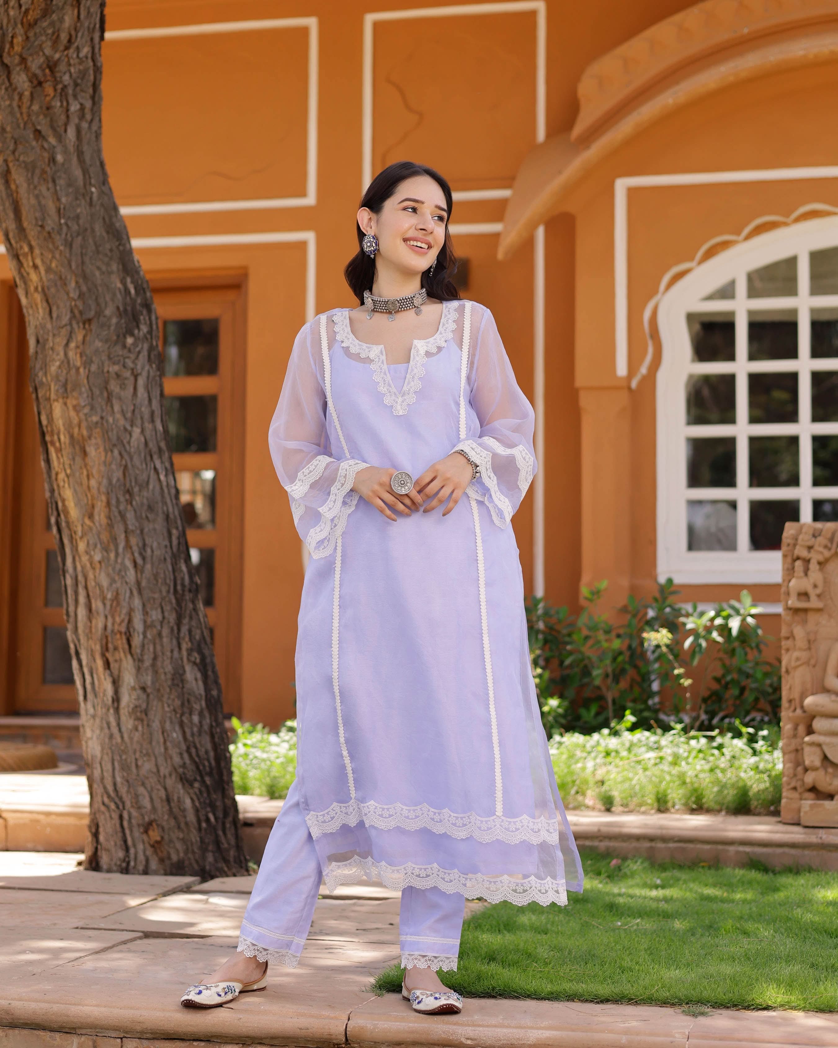 Eleanor Organza Straight Kurta Set - Image 4