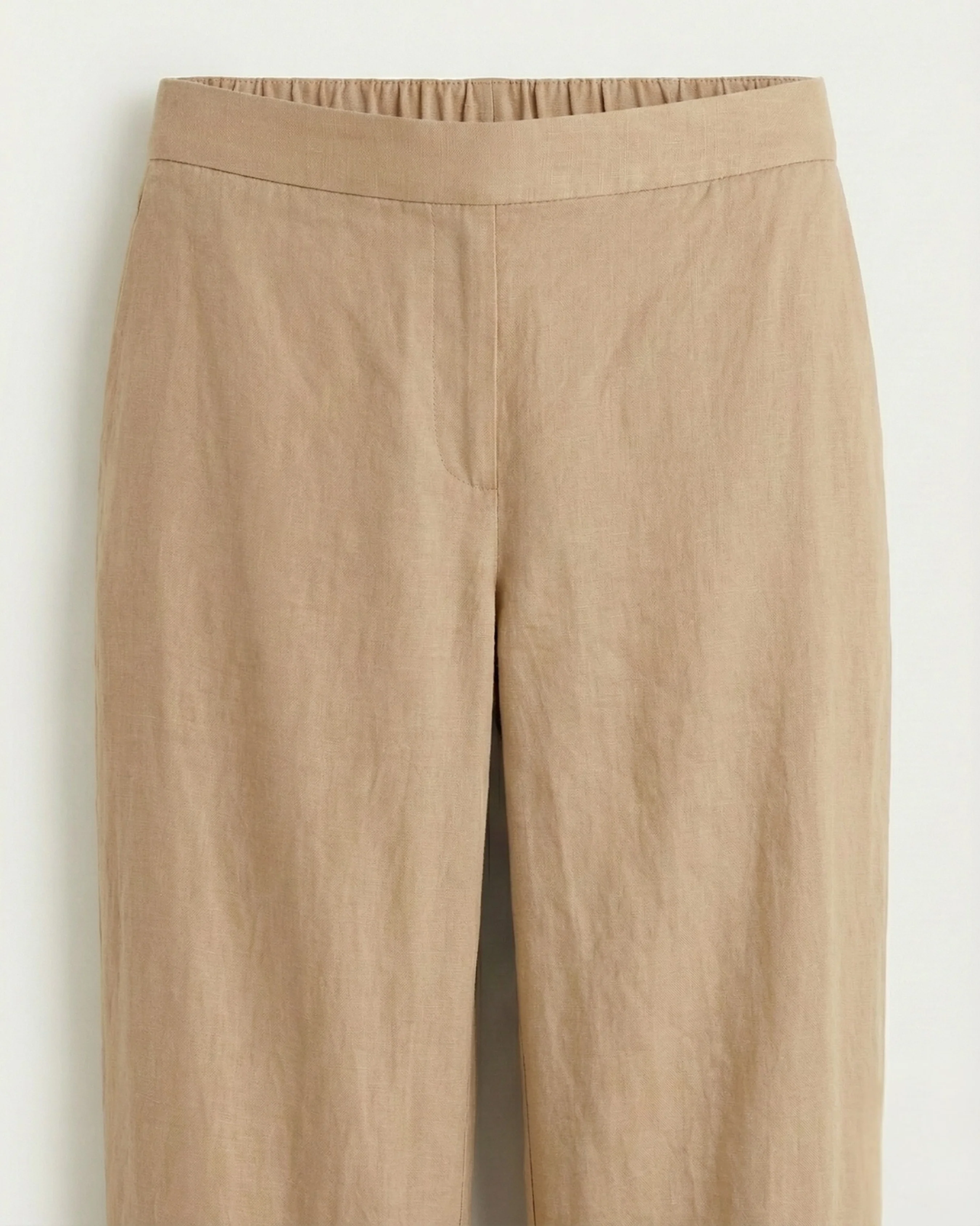 Elena Light Creamish Brown Linen Straight Pants - Image 6