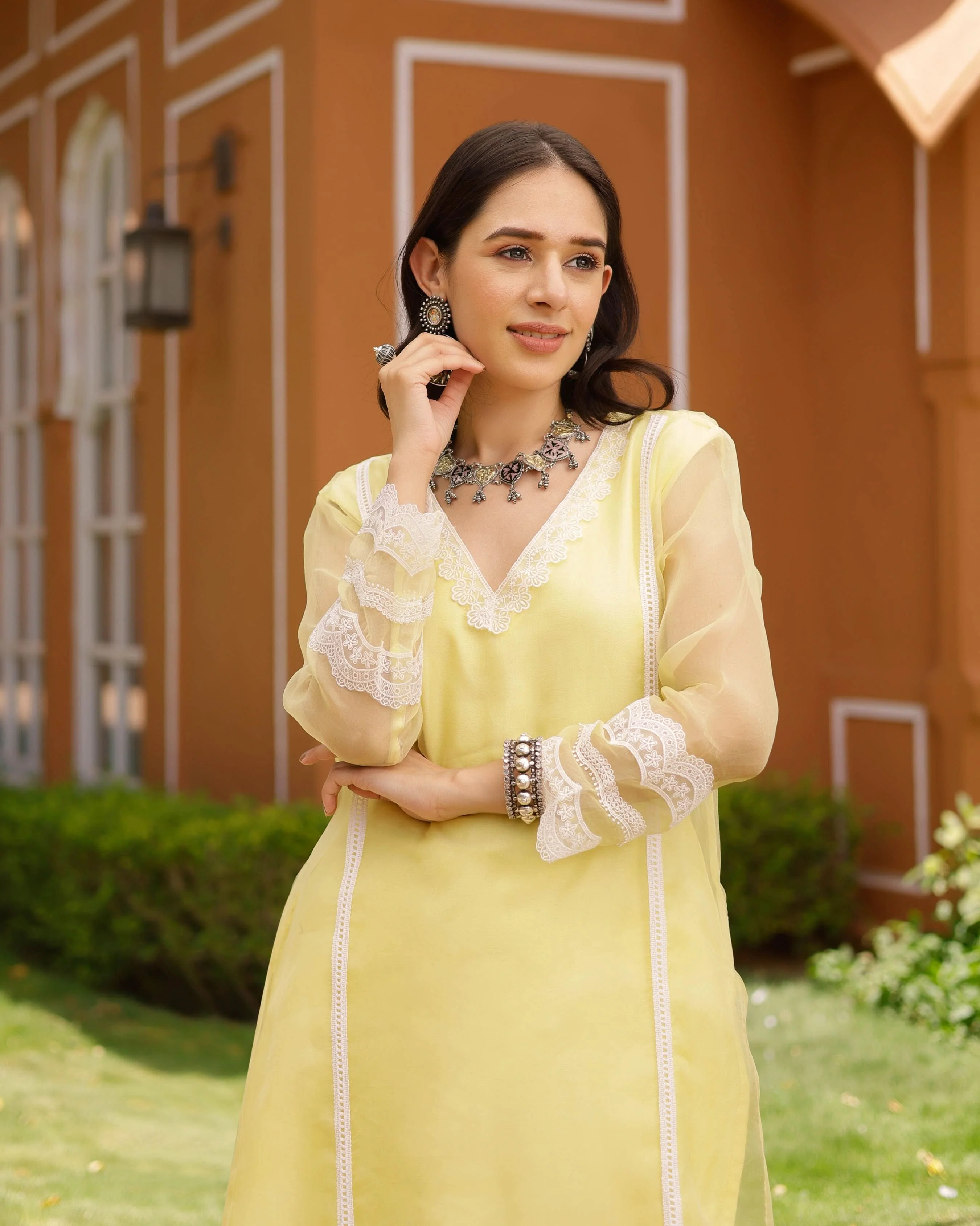 Emma Organza Straight Kurta Set - Image 3