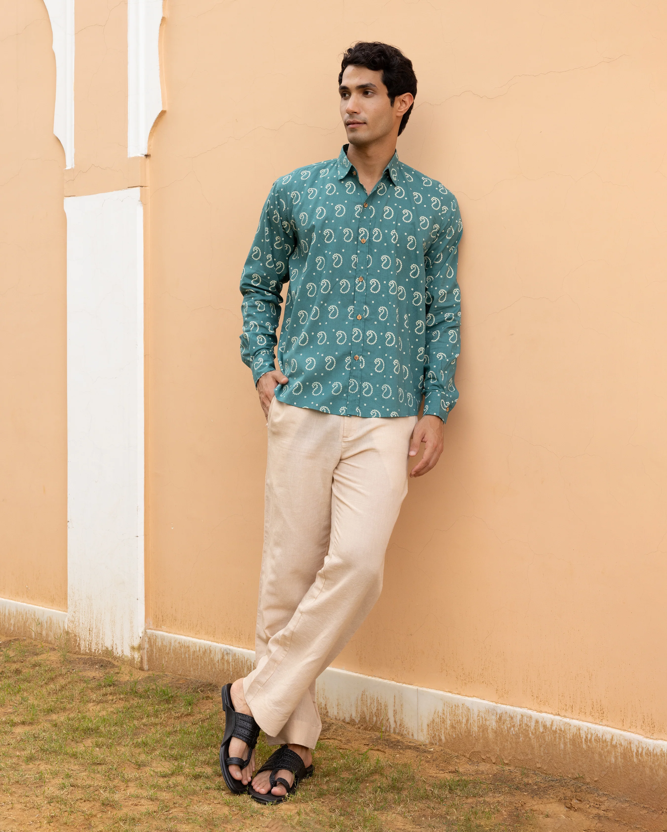 Eshaan Sage Bandhani Cotton Shirt - Image 3