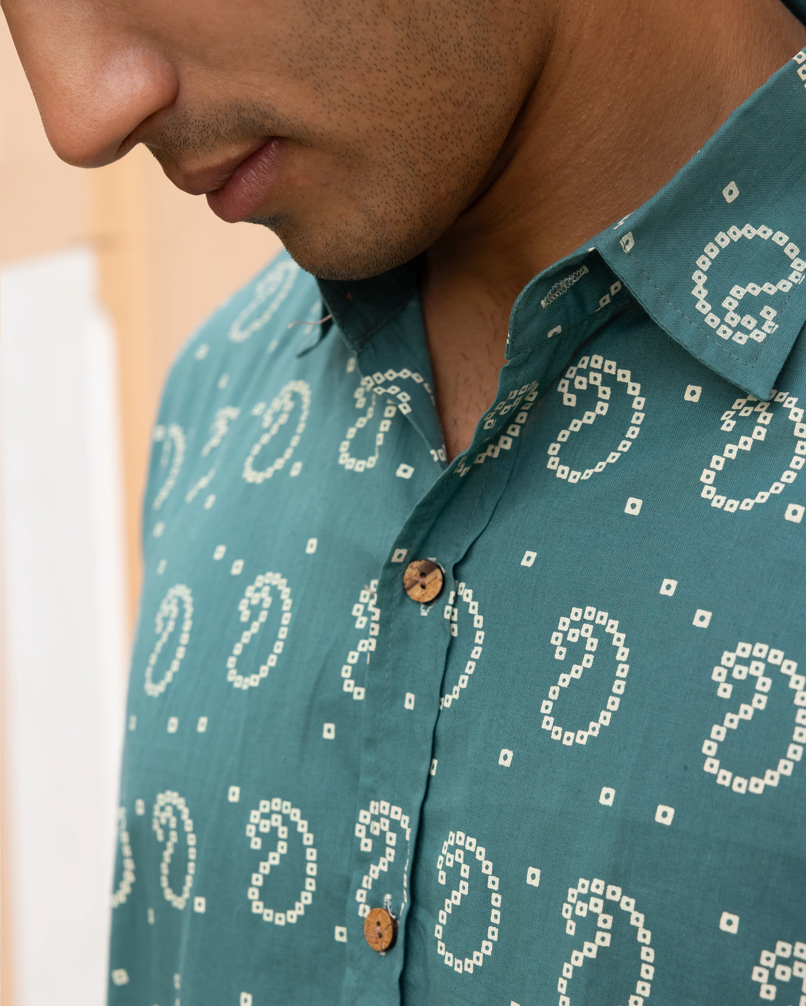 Eshaan Sage Bandhani Cotton Shirt - Image 5