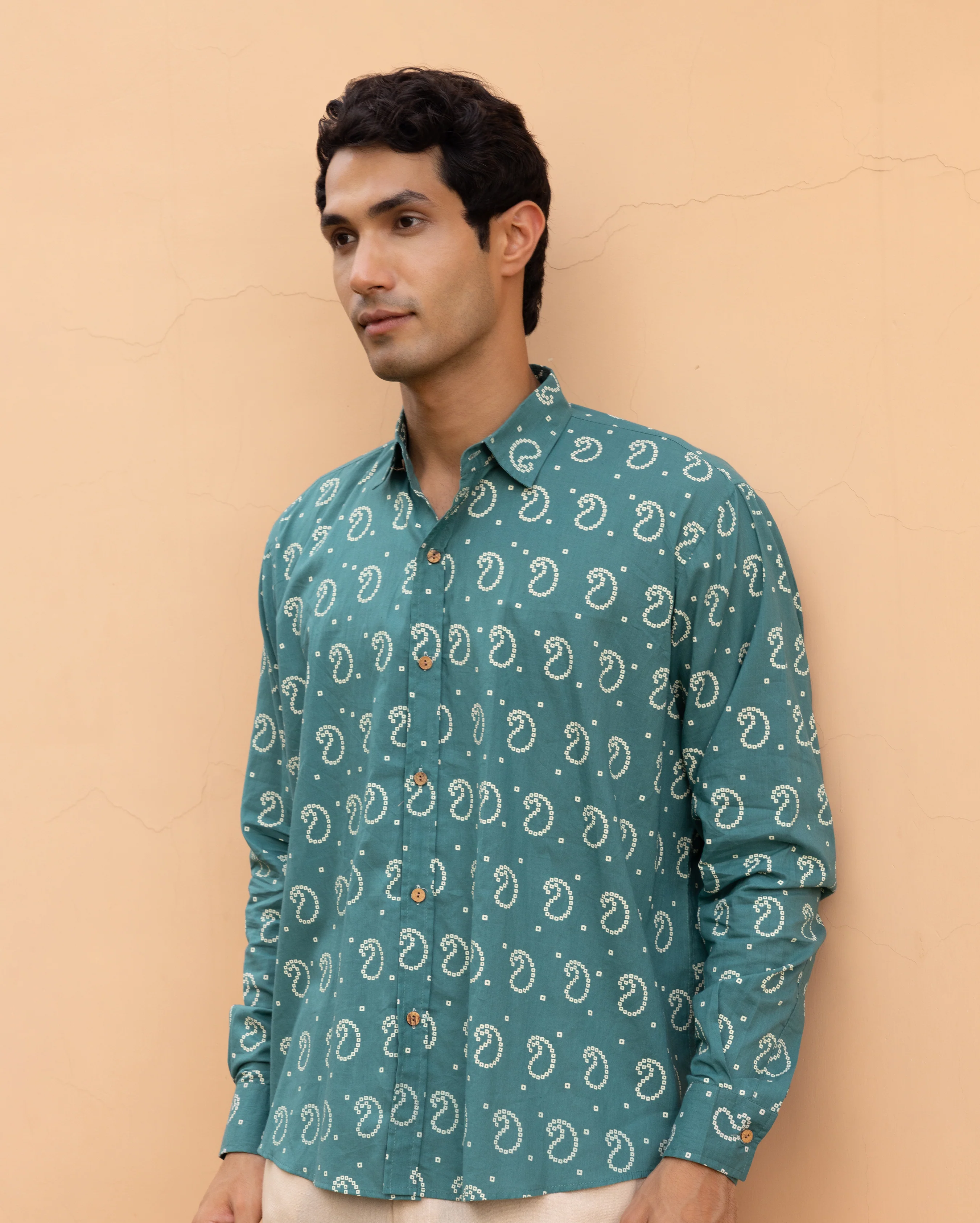 Eshaan Sage Bandhani Cotton Shirt - Image 6