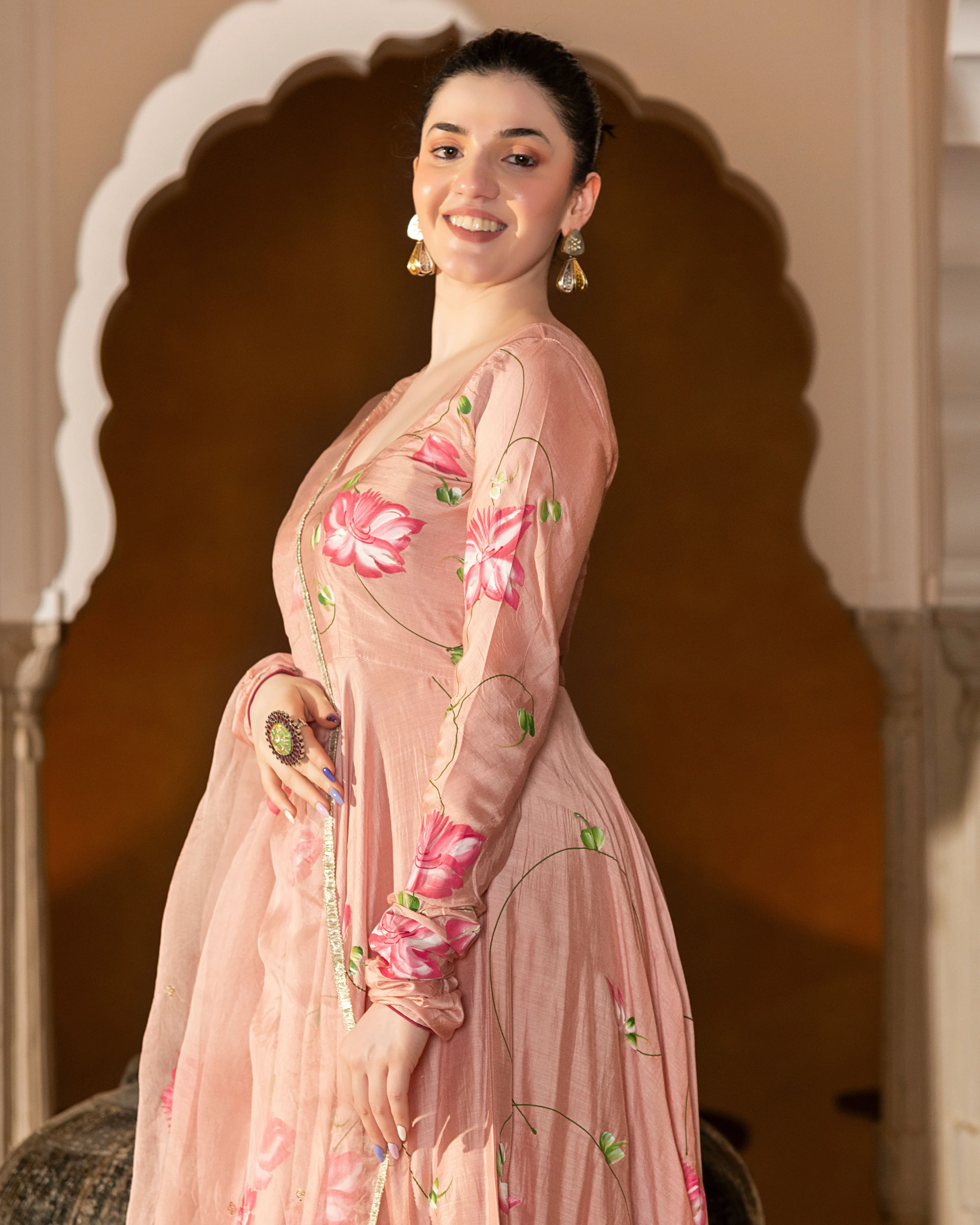 Eshal Handpainted Cotton Silk Suit Set - Image 5