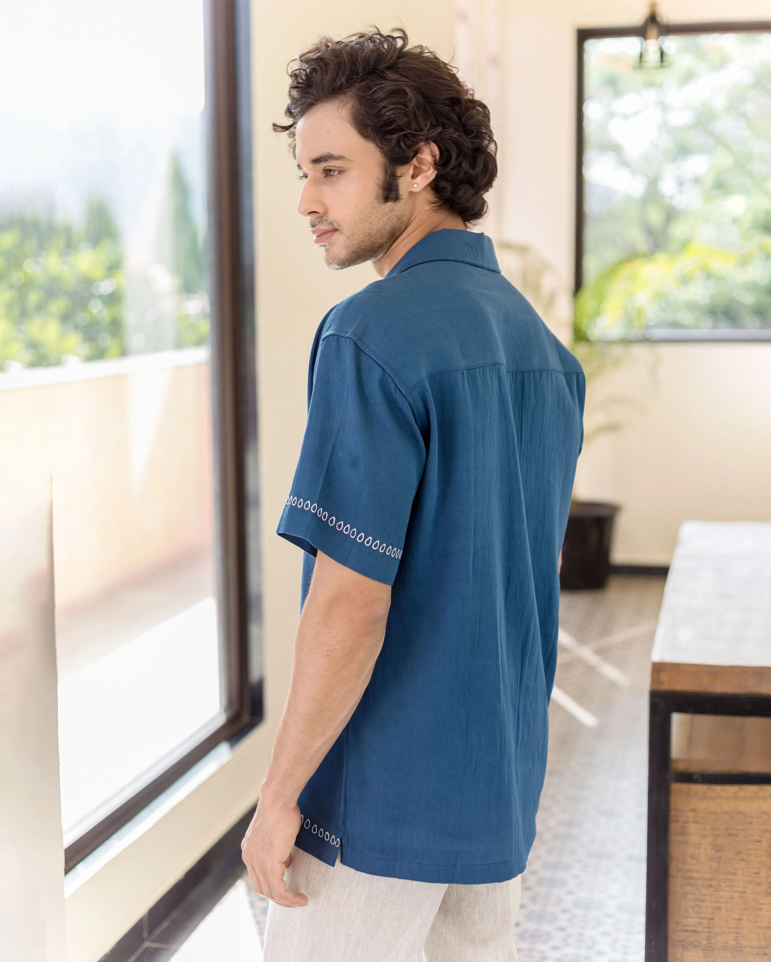 Ford Indigo Embroidered Cotton Shirt - Image 6