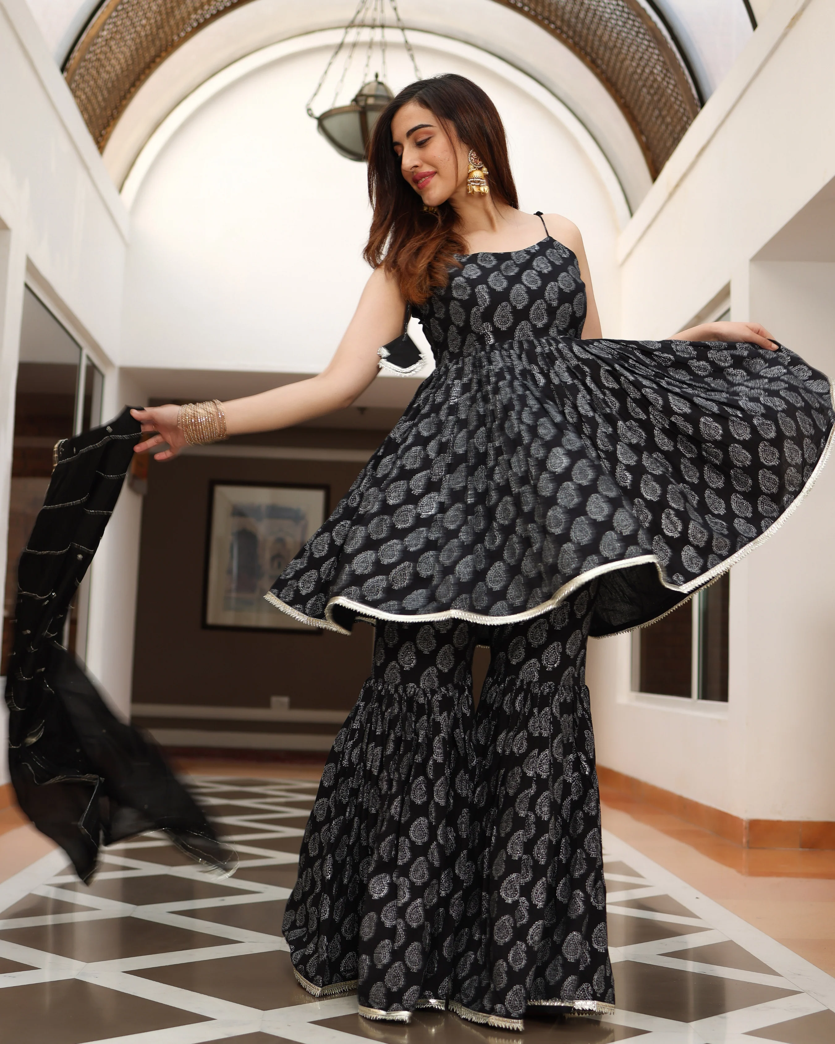 Fresh Black Handblock Sharara Set - Image 8