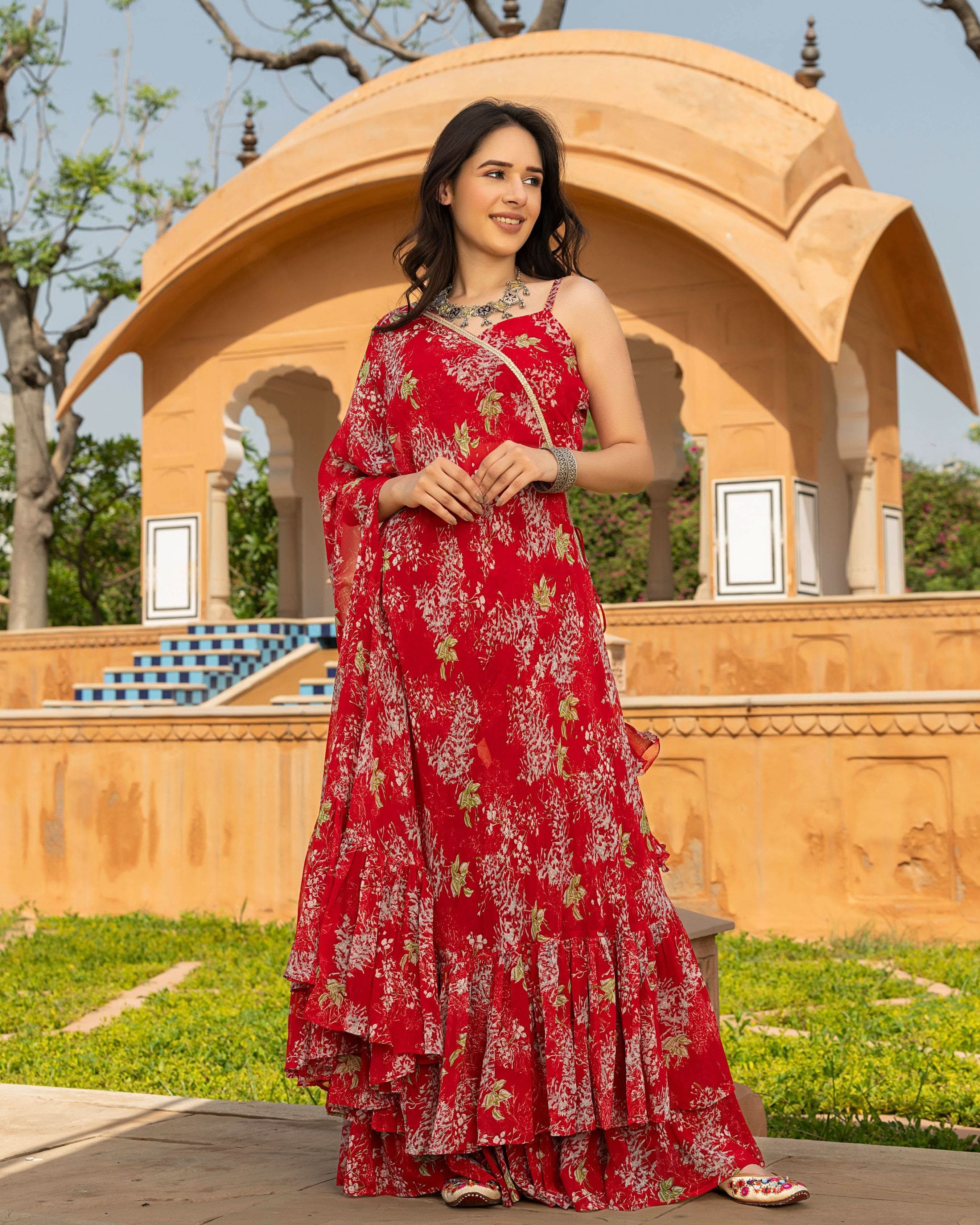 Frida Georgette Cape Sharara Set - Image 3