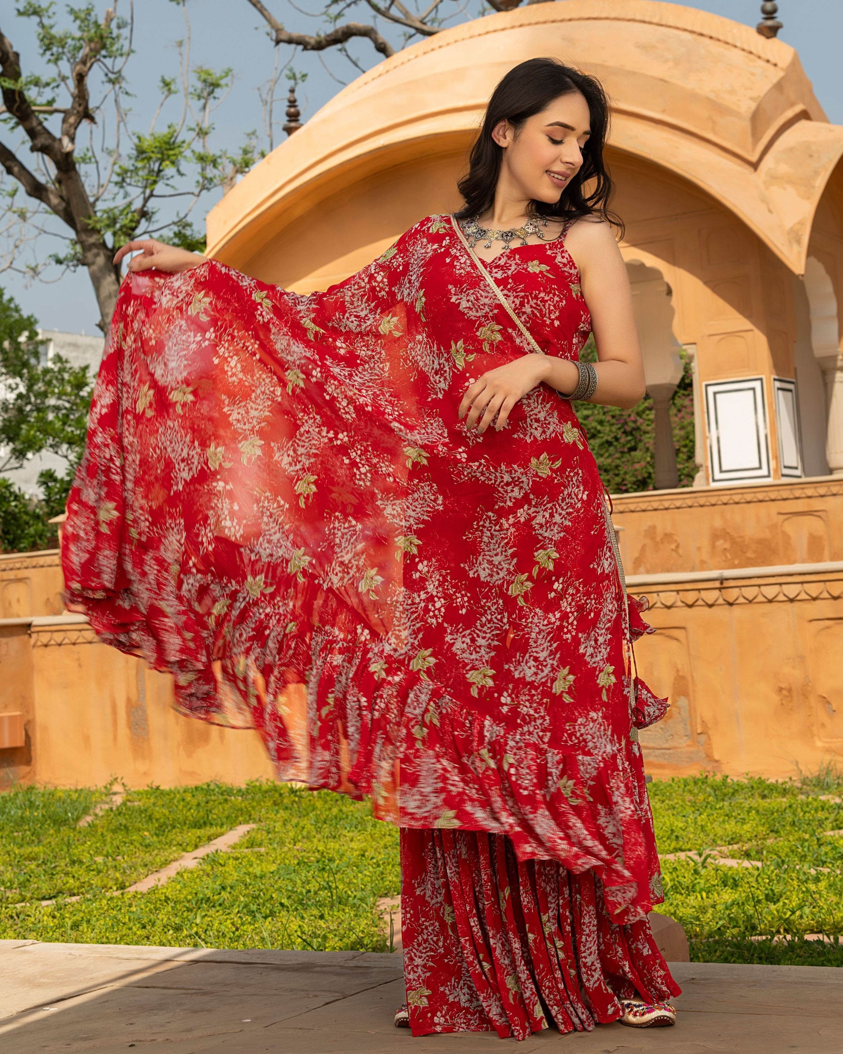Frida Georgette Cape Sharara Set - Image 4